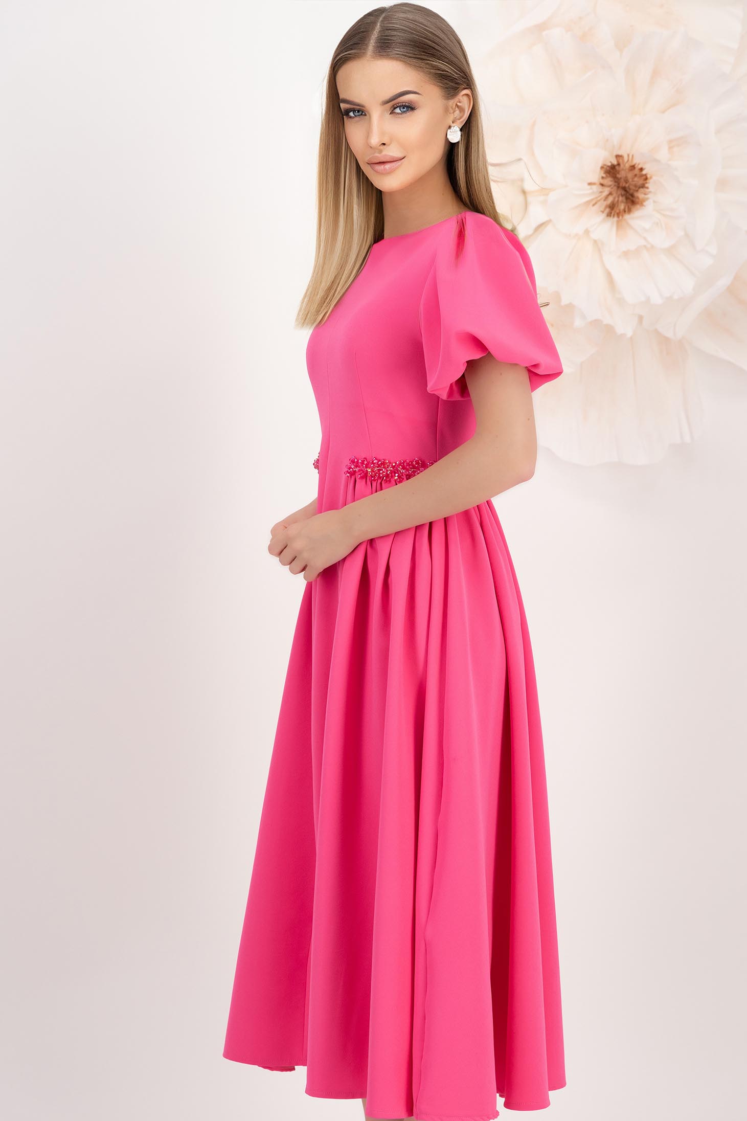 Pink ruha - StarShinerS midi rugalmas szövet harang 3 - StarShinerS.hu