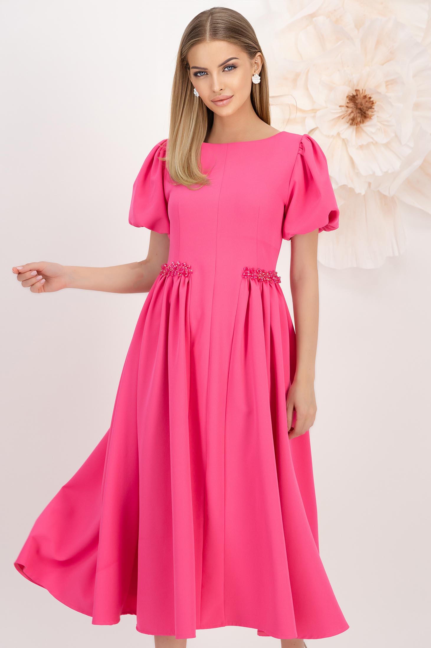 Pink ruha - StarShinerS midi rugalmas szövet harang 2 - StarShinerS.hu