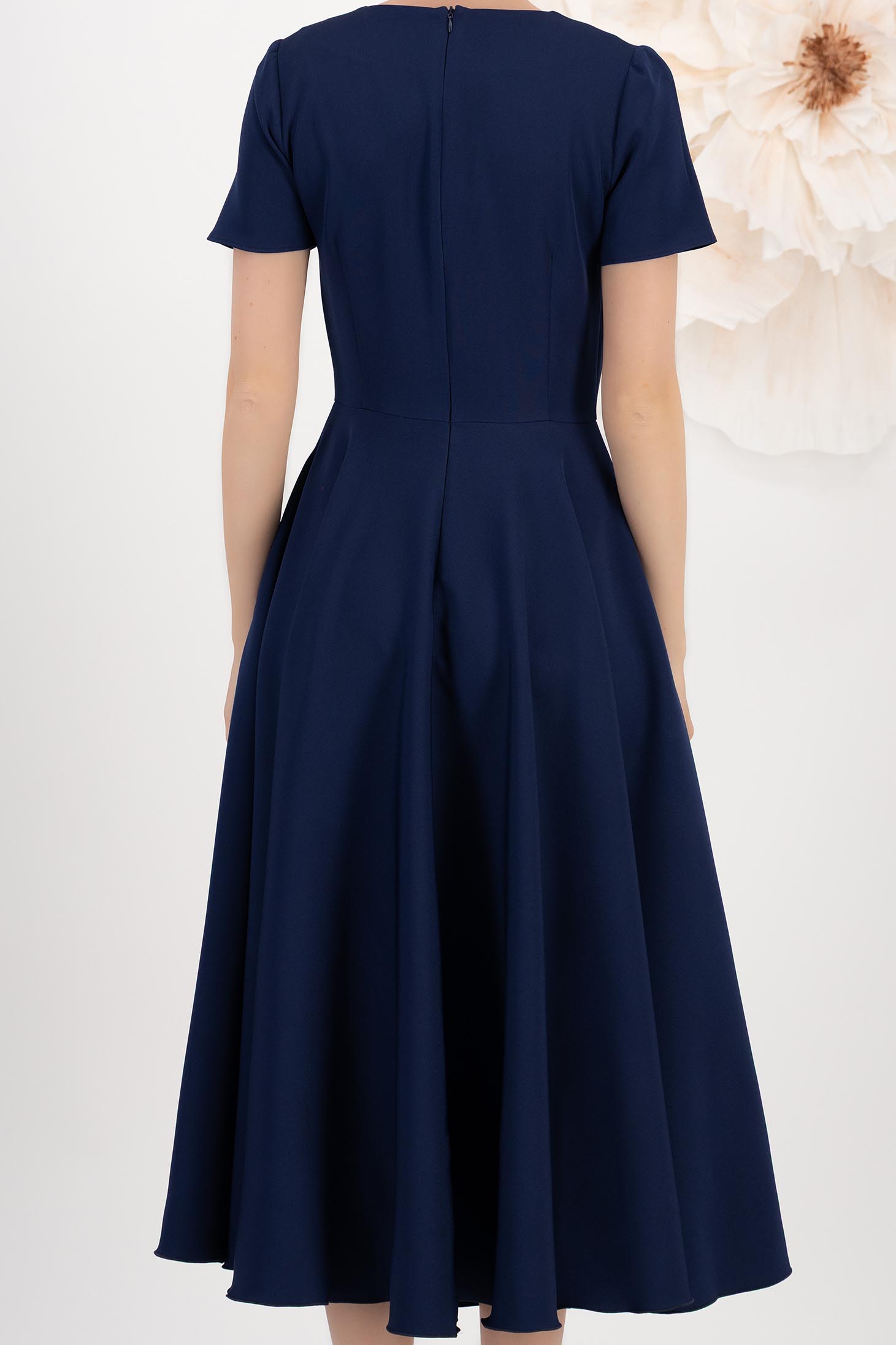 Rochie din stofa elastica bleumarin midi in clos cu nasturi decorativi si buzunare laterale - StarShinerS 5 - StarShinerS.ro