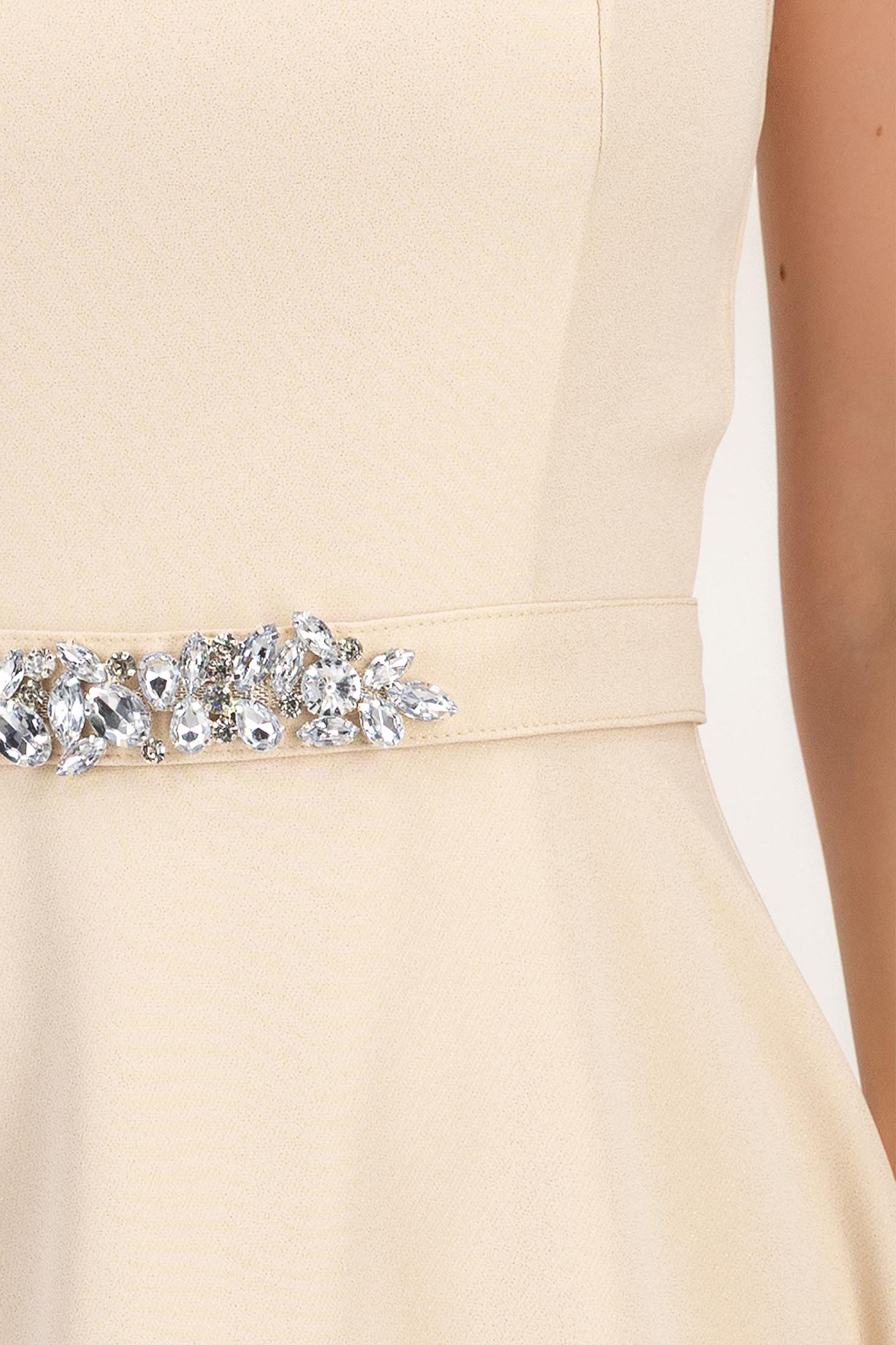 Cordon decorativ din stofa elastica cu sclipici bej cu pietre strass - StarShinerS 3 - StarShinerS.ro
