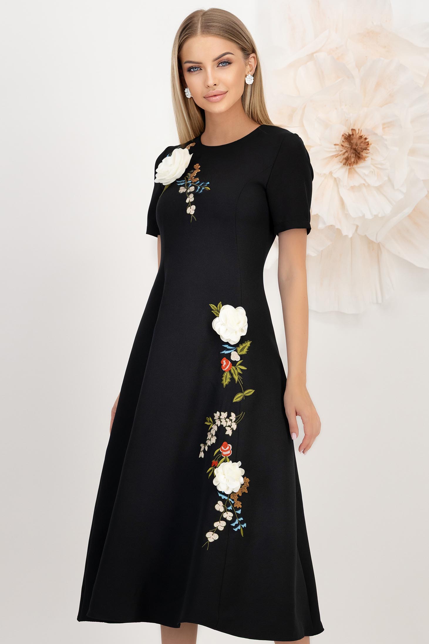 StarShinerS crno haljina midi tkanine cloche 3 - StarShinerS.hr