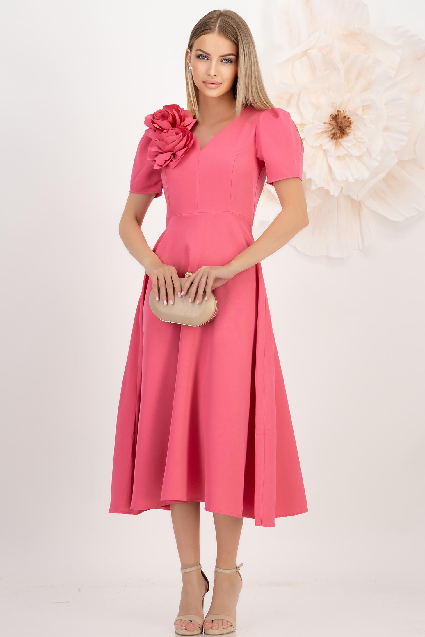 StarShinerS roza haljina tkanine midi cloche 4 - StarShinerS.hr