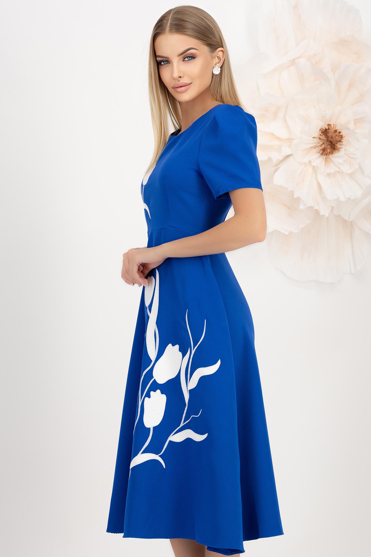StarShinerS plava haljina midi cloche pamuk 2 - StarShinerS.hr