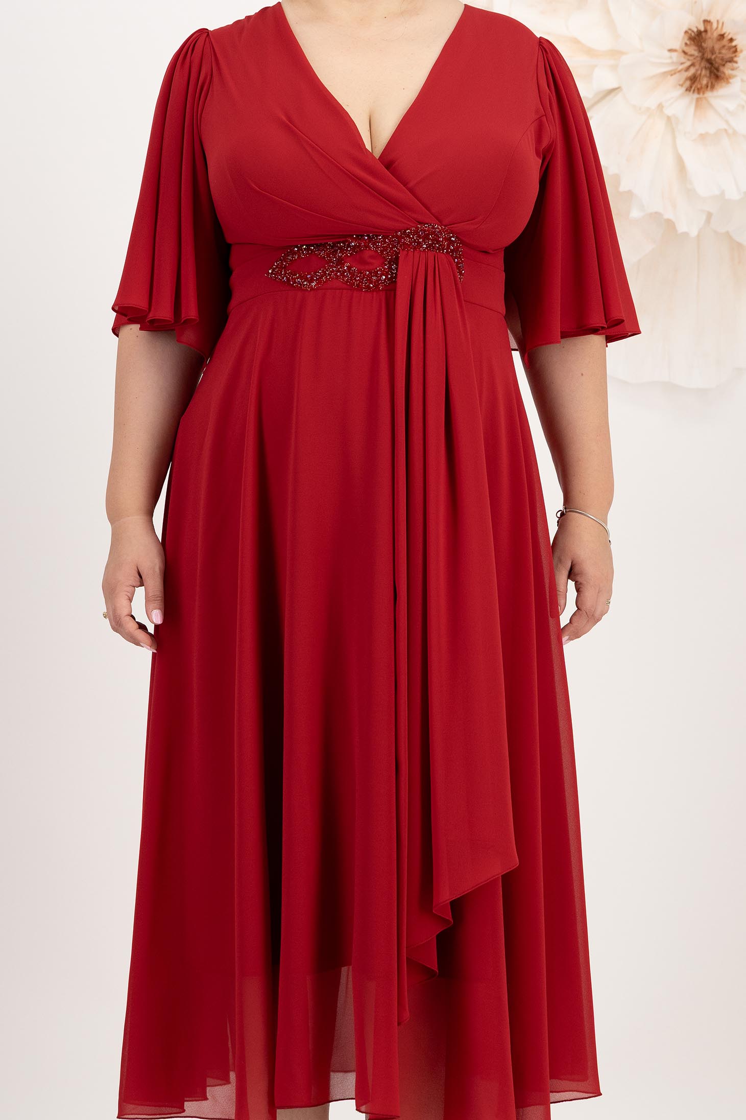 Burgundy ruha muszlin midi harang 5 - StarShinerS.hu