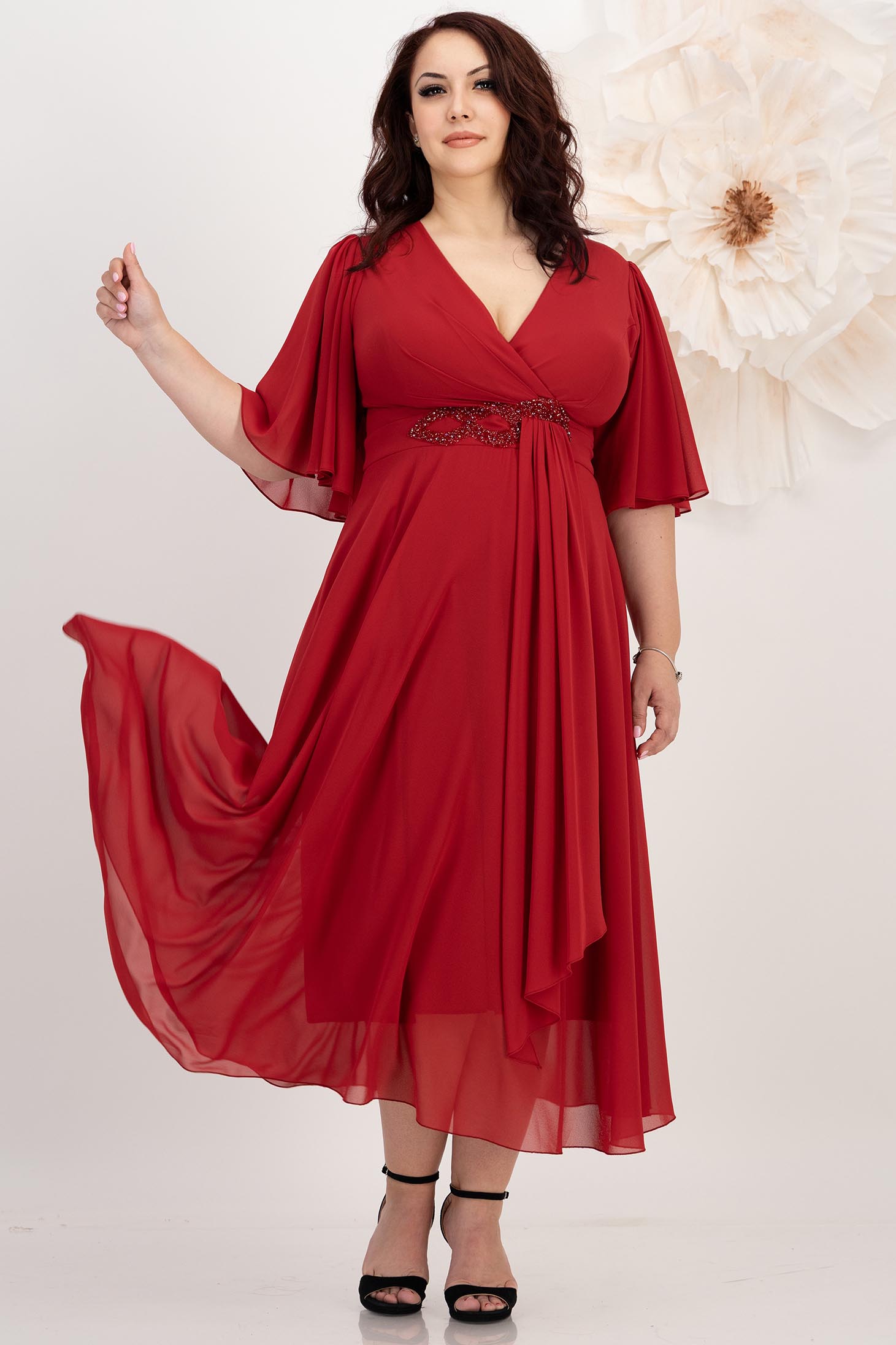 Burgundy ruha muszlin midi harang 4 - StarShinerS.hu