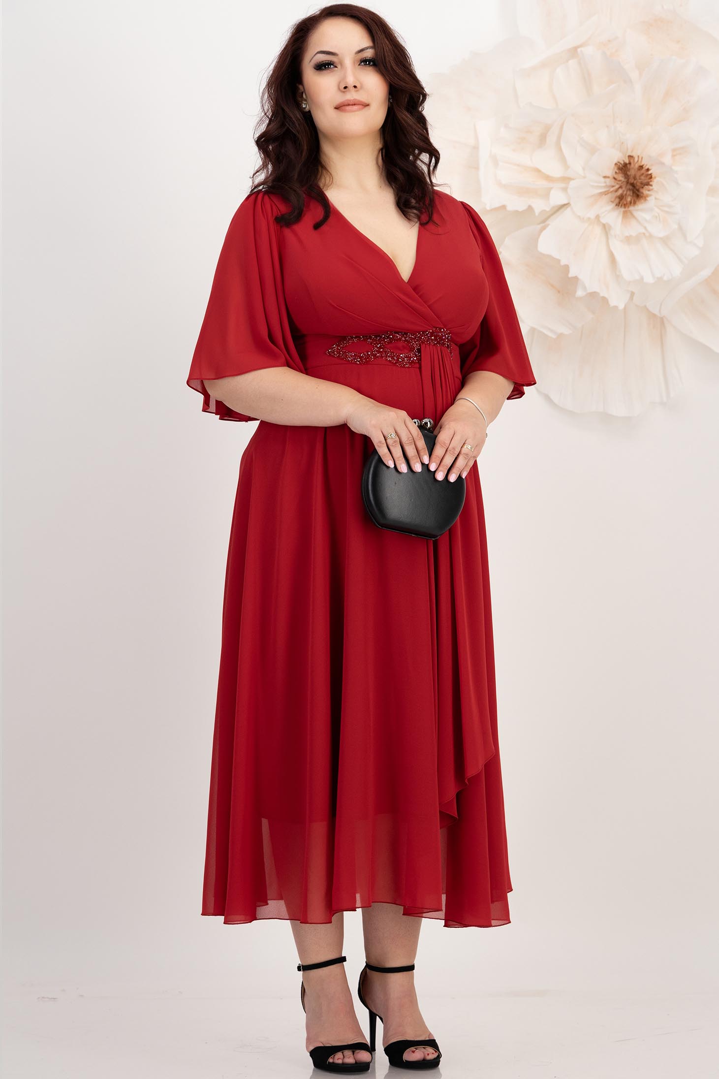 Burgundy ruha muszlin midi harang 3 - StarShinerS.hu