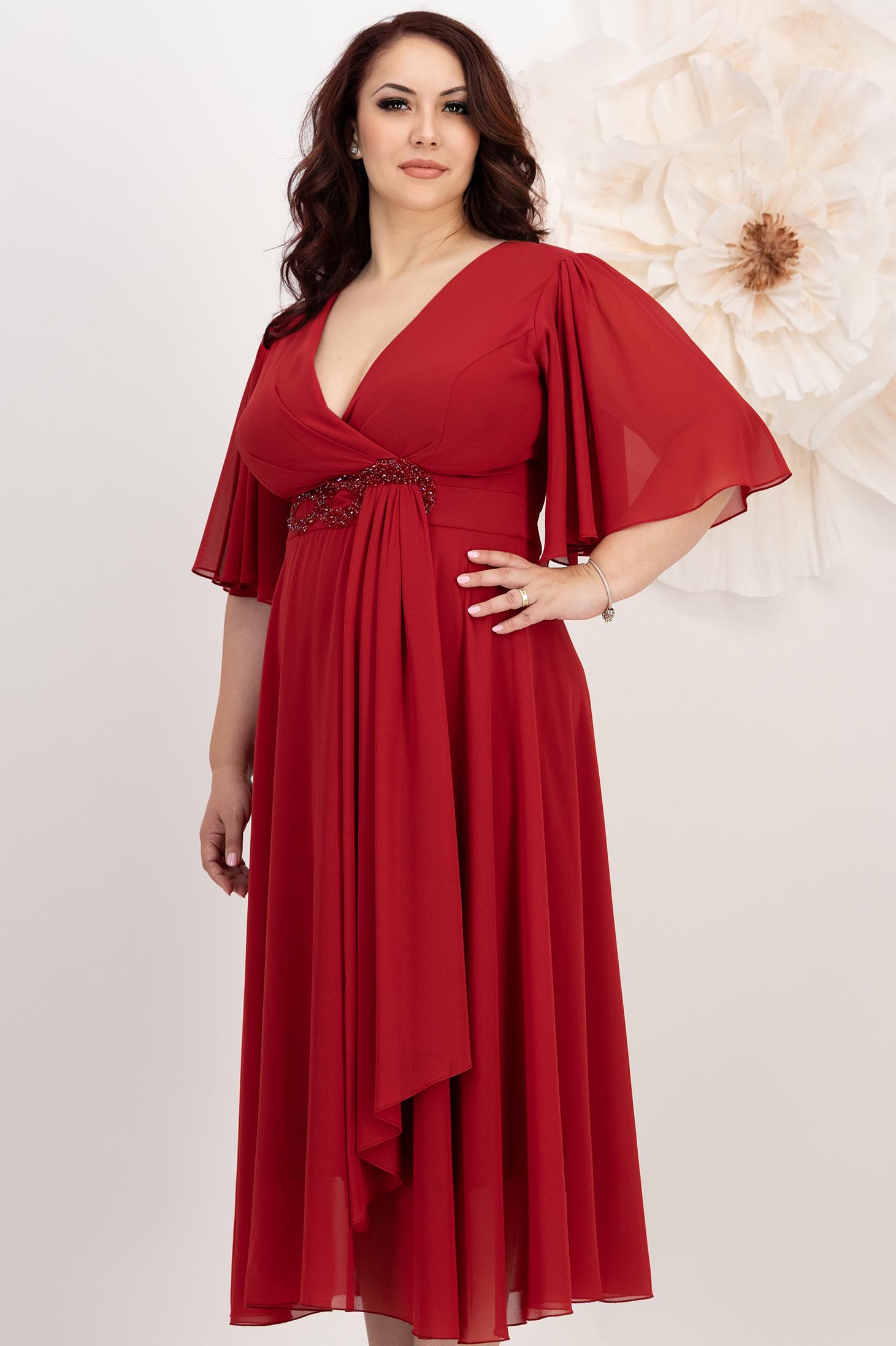 Burgundy ruha muszlin midi harang 2 - StarShinerS.hu