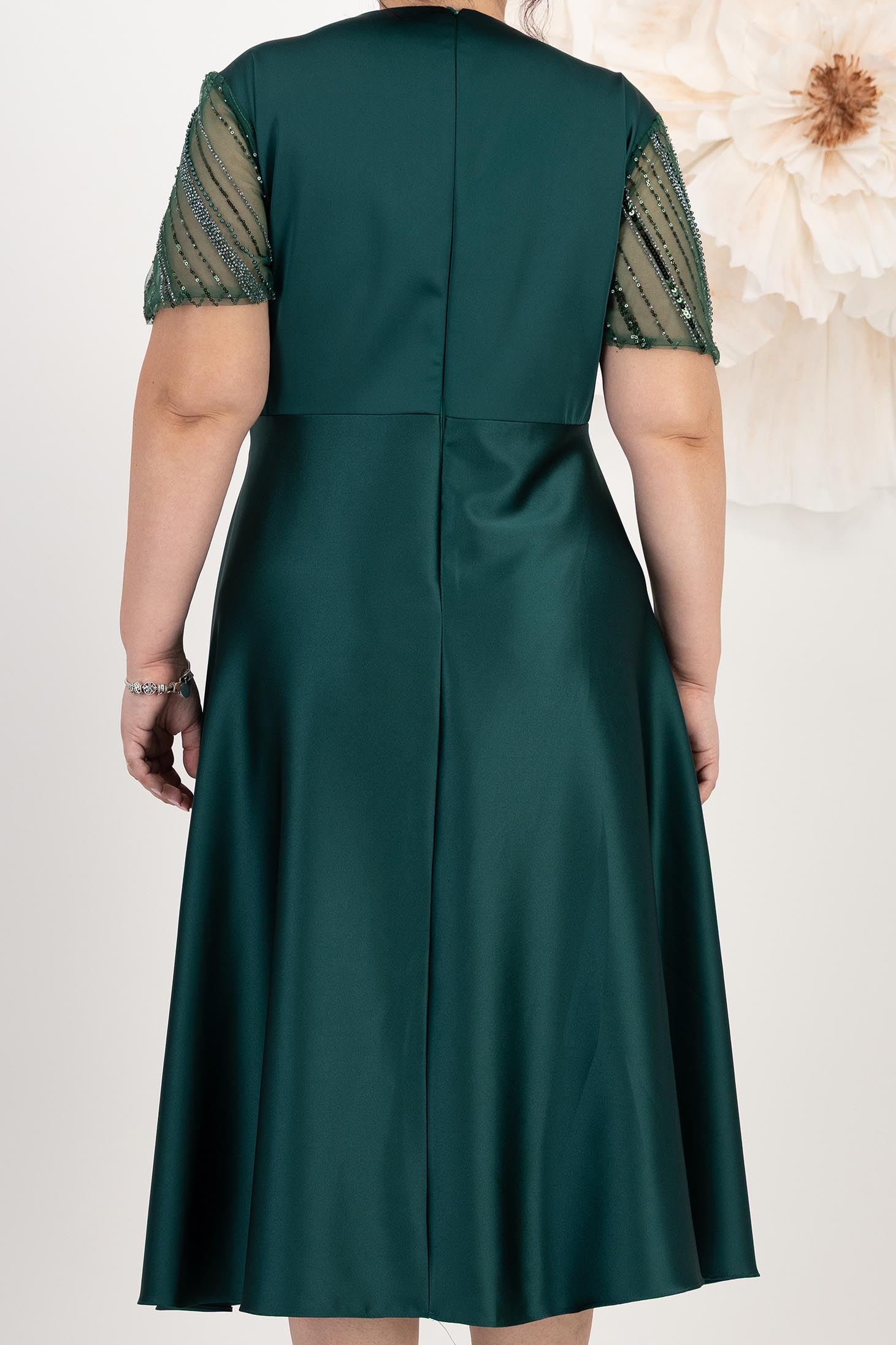 Tamno zelena haljina taft midi cloche 4 - StarShinerS.hr