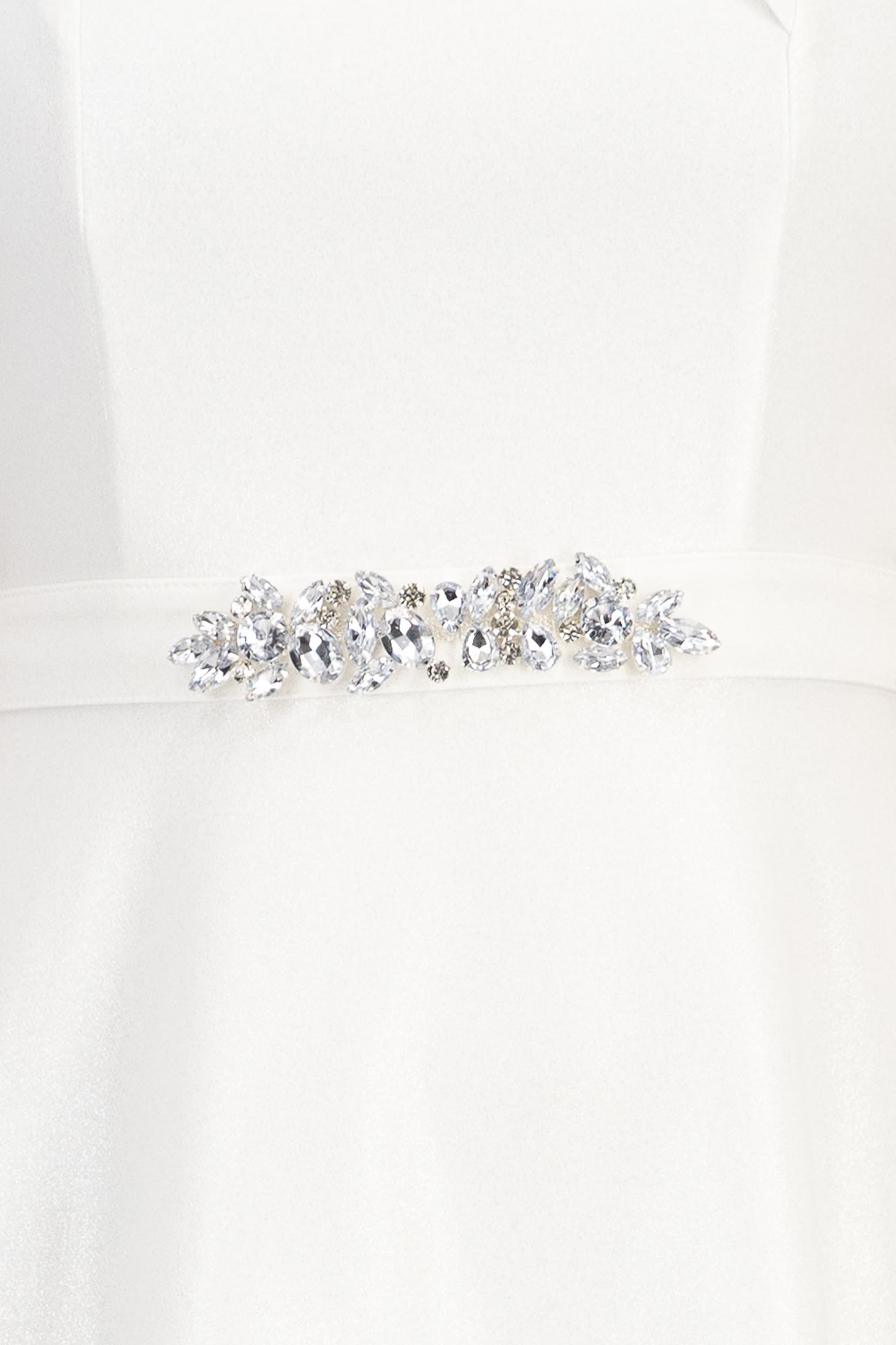 Cordon decorativ din stofa elastica alba cu pietre strass - StarShinerS 2 - StarShinerS.ro