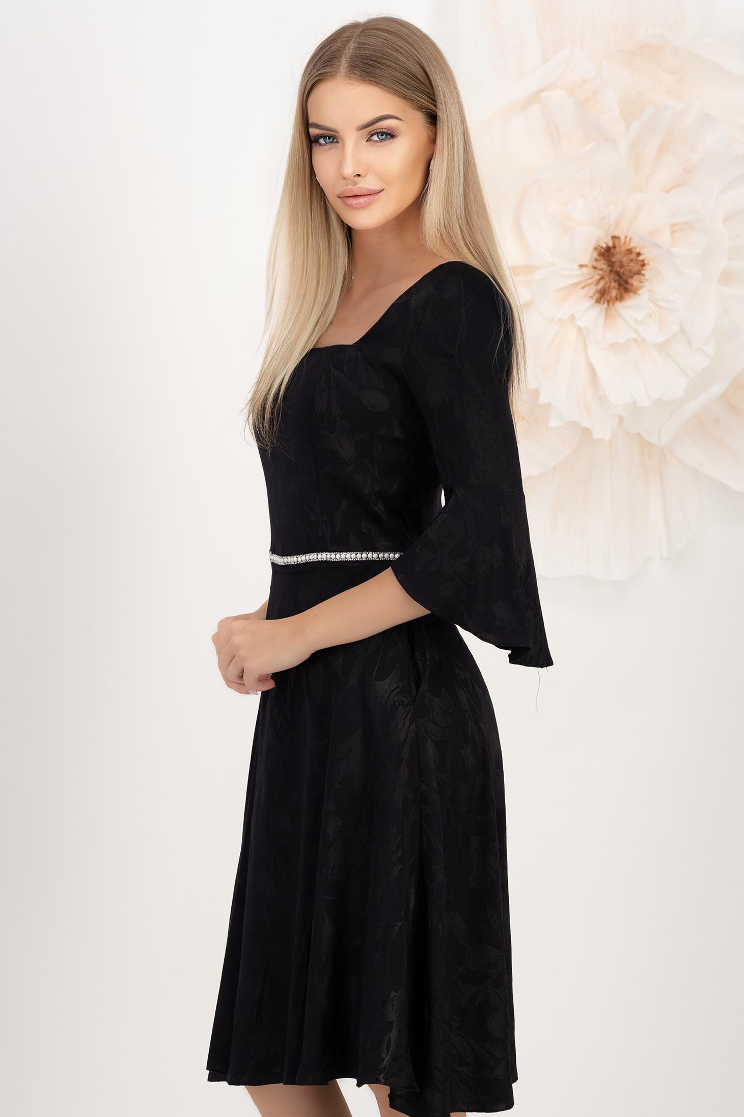 StarShinerS crno haljina jacquard midi cloche 2 - StarShinerS.hr