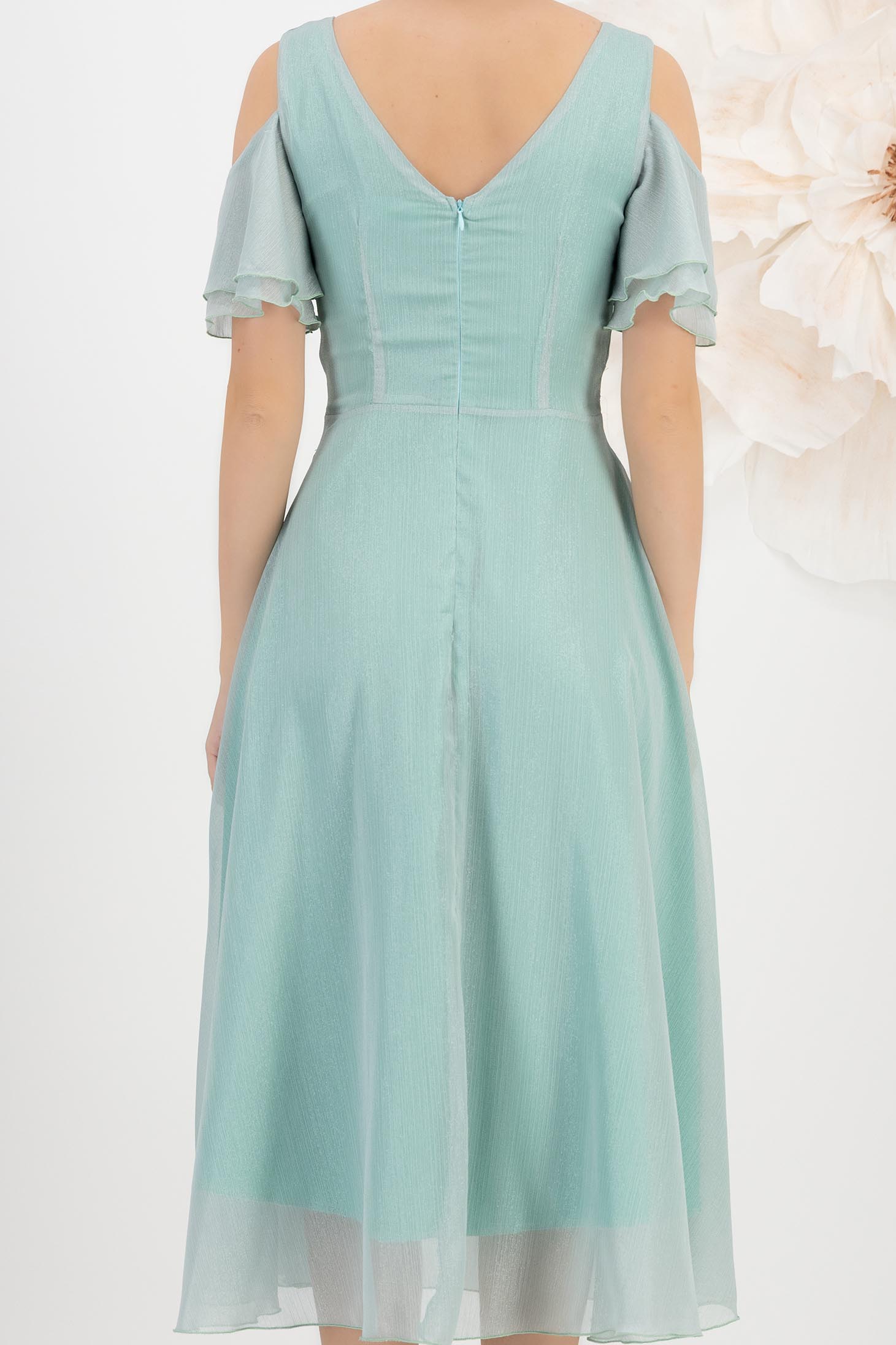 Rochie din voal cu fir lame mint midi in clos - StarShinerS 5 - StarShinerS.ro