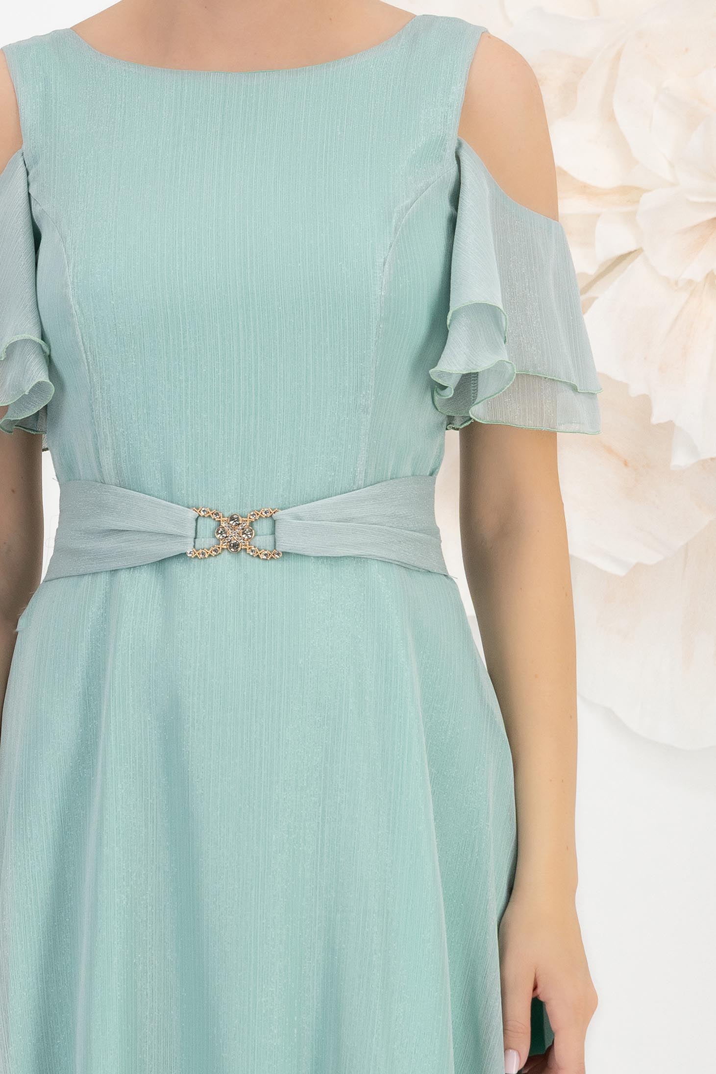 Rochie din voal cu fir lame mint midi in clos - StarShinerS 6 - StarShinerS.ro