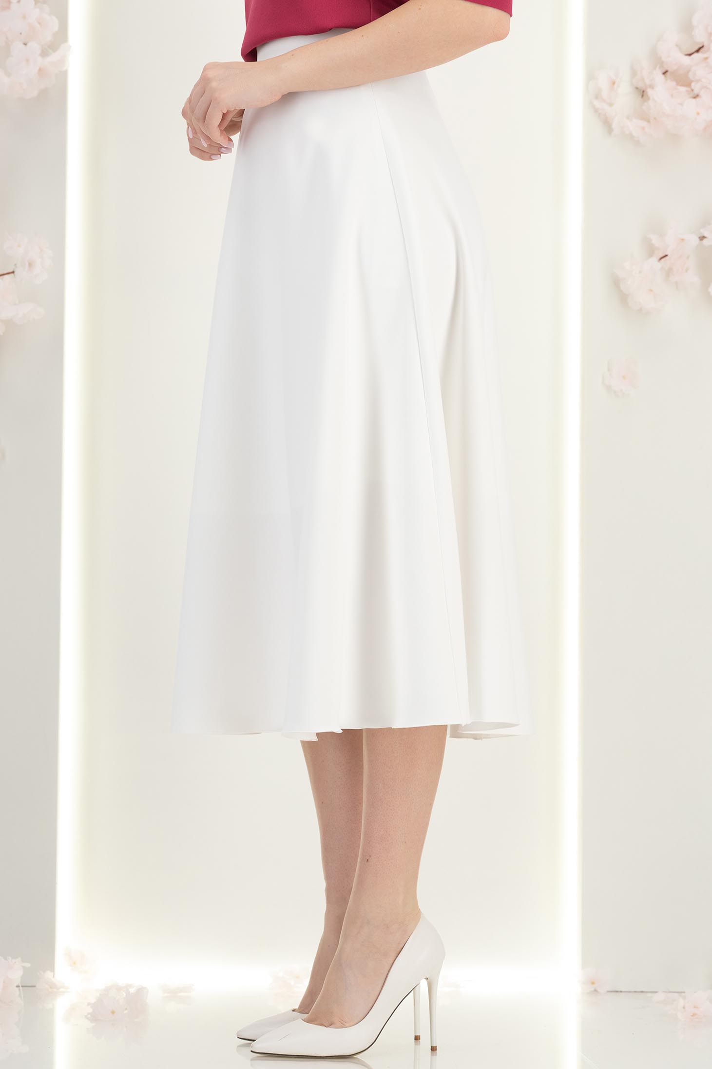 Fusta din stofa ivoire midi in clos - StarShinerS 3 - StarShinerS.ro