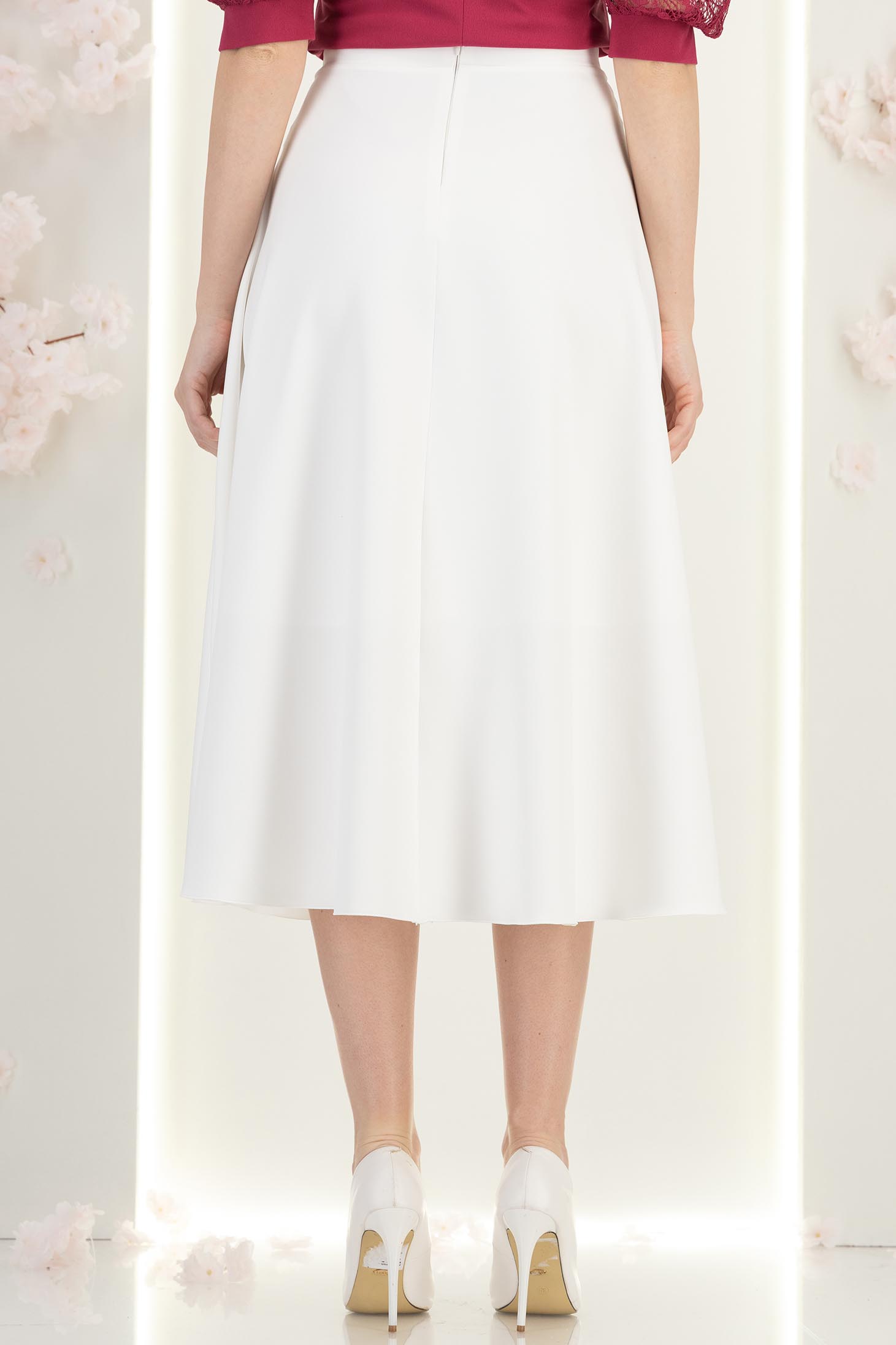 Fusta din stofa ivoire midi in clos - StarShinerS 5 - StarShinerS.ro