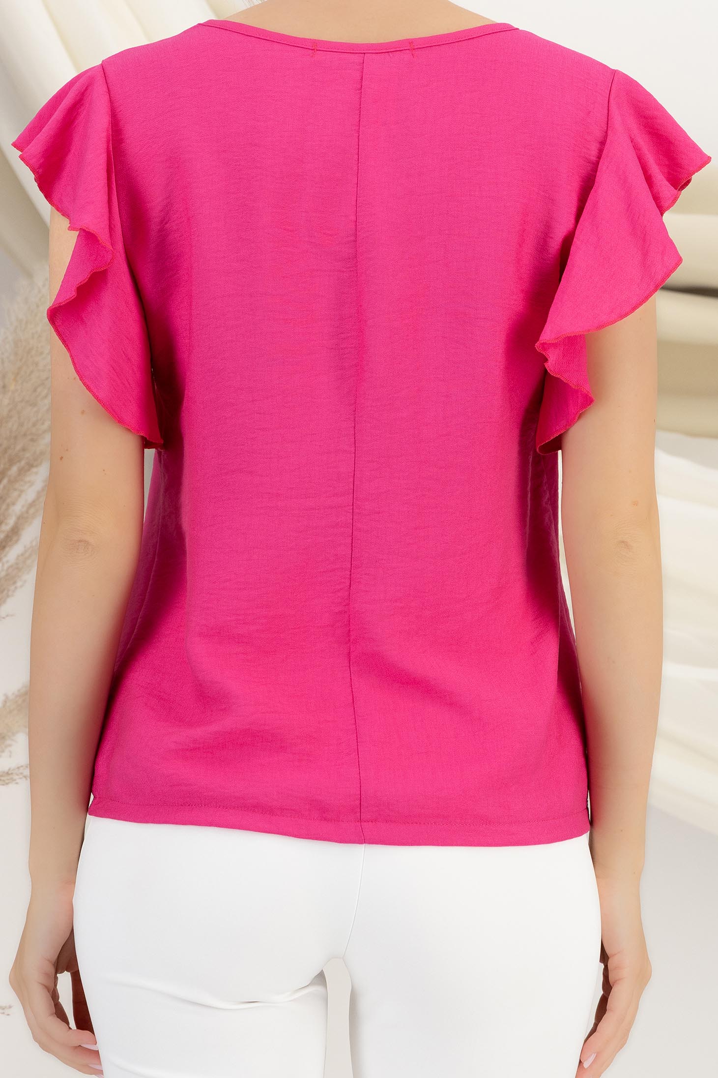Bluza dama din viscoza si in fuchsia cu croi larg si volanase la umeri - StarShinerS 5 - StarShinerS.ro