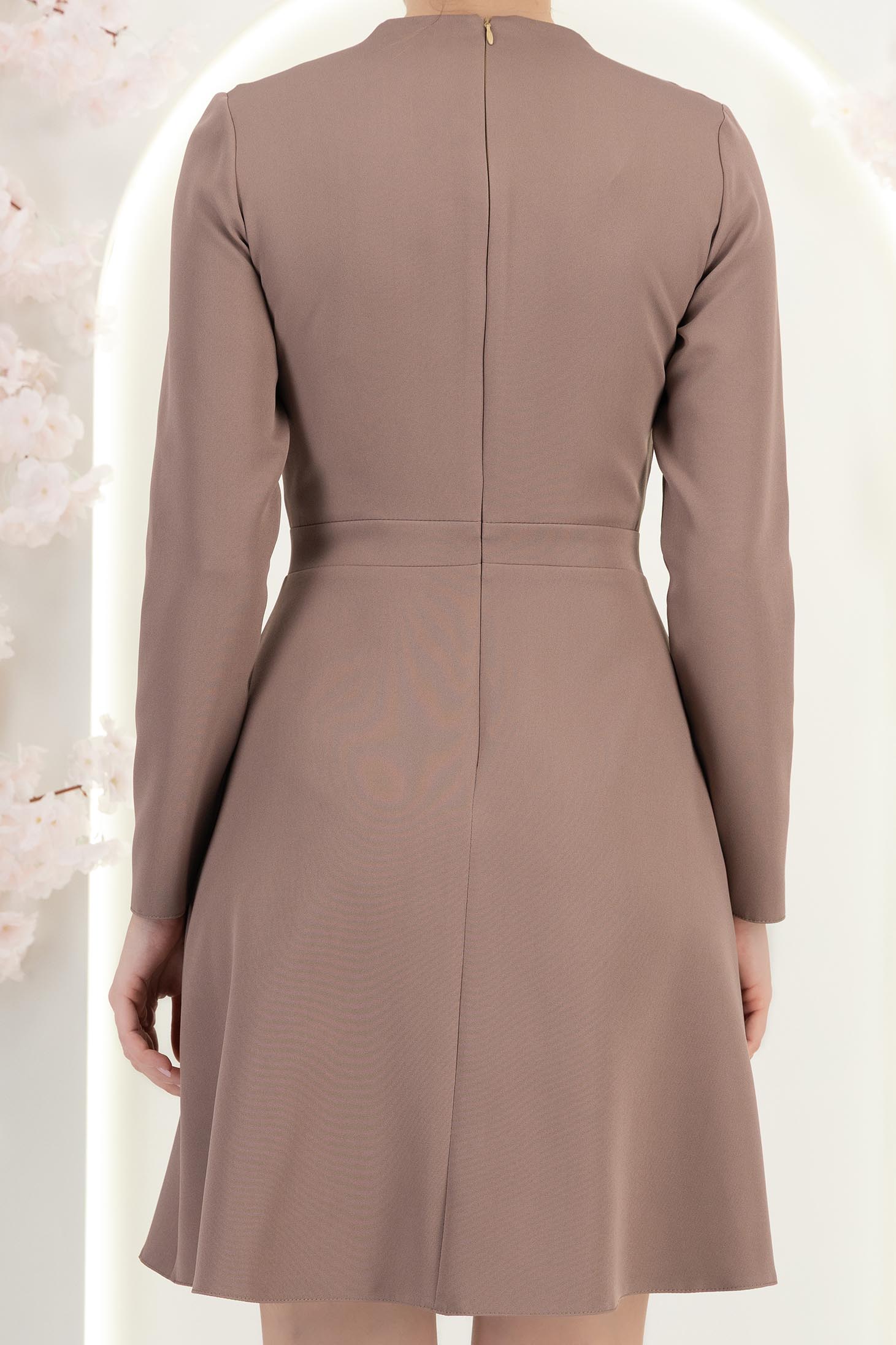 Rochie stofa mocha scurta croi in a cu buzunare in fata - StarShinerS 6 - StarShinerS.ro