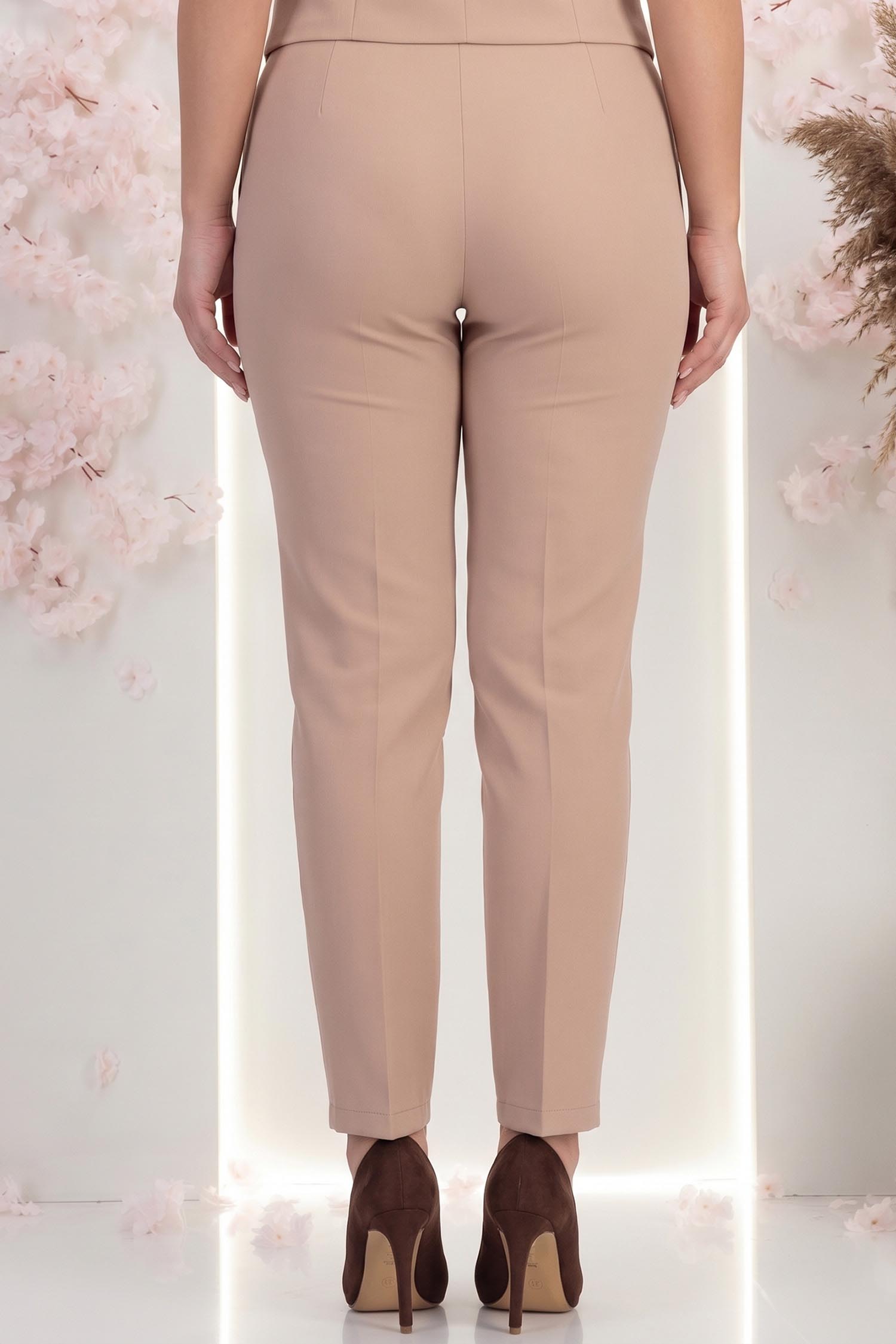Pantaloni din stofa bej conici cu talie inalta si buzunare laterale - StarShinerS 3 - StarShinerS.ro