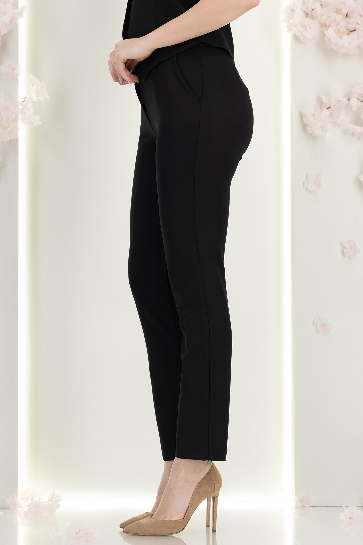 Pantaloni din stofa negri conici cu talie inalta si buzunare laterale - StarShinerS 3 - StarShinerS.ro