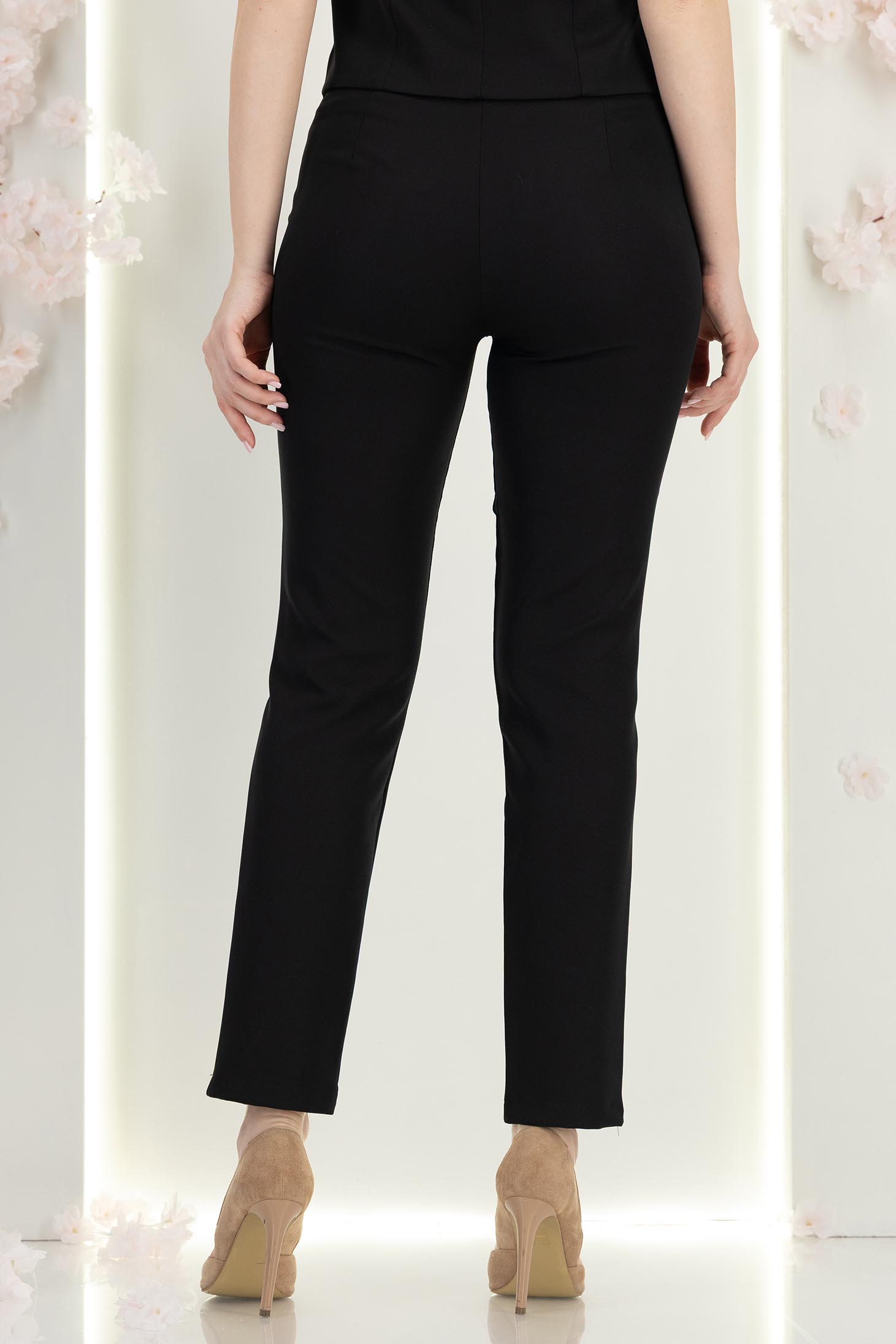 Pantaloni din stofa negri conici cu talie inalta si buzunare laterale - StarShinerS 5 - StarShinerS.ro