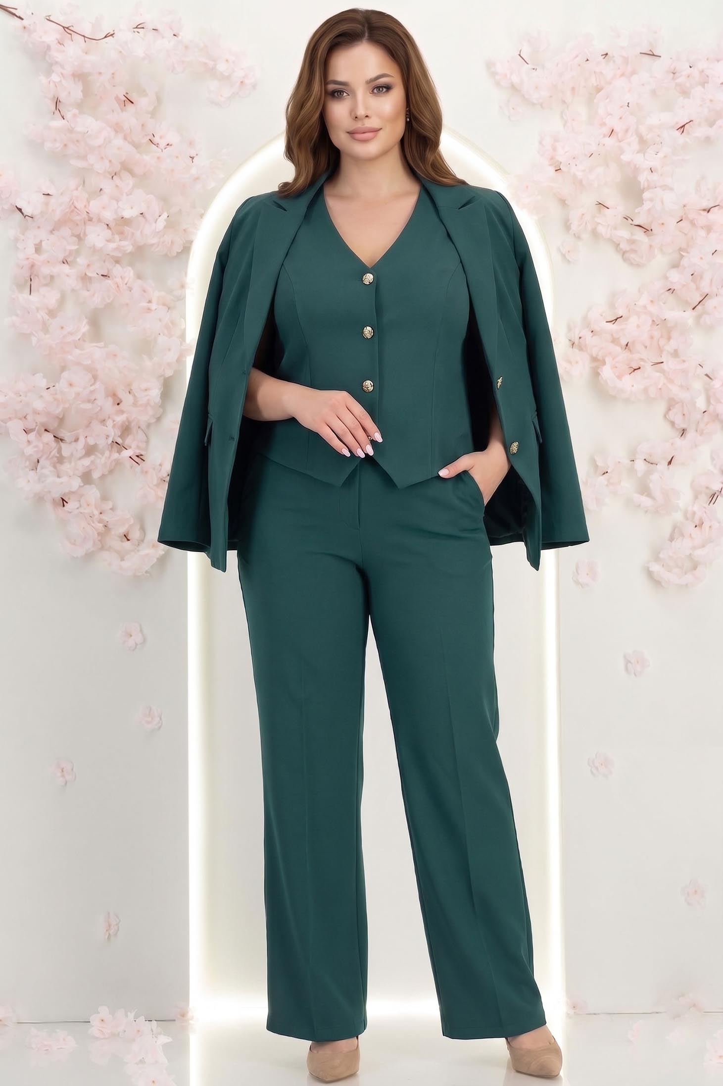 Sacou din stofa verde inchis cambrat cu nasturi decorativi aurii - StarShinerS 2 - StarShinerS.ro