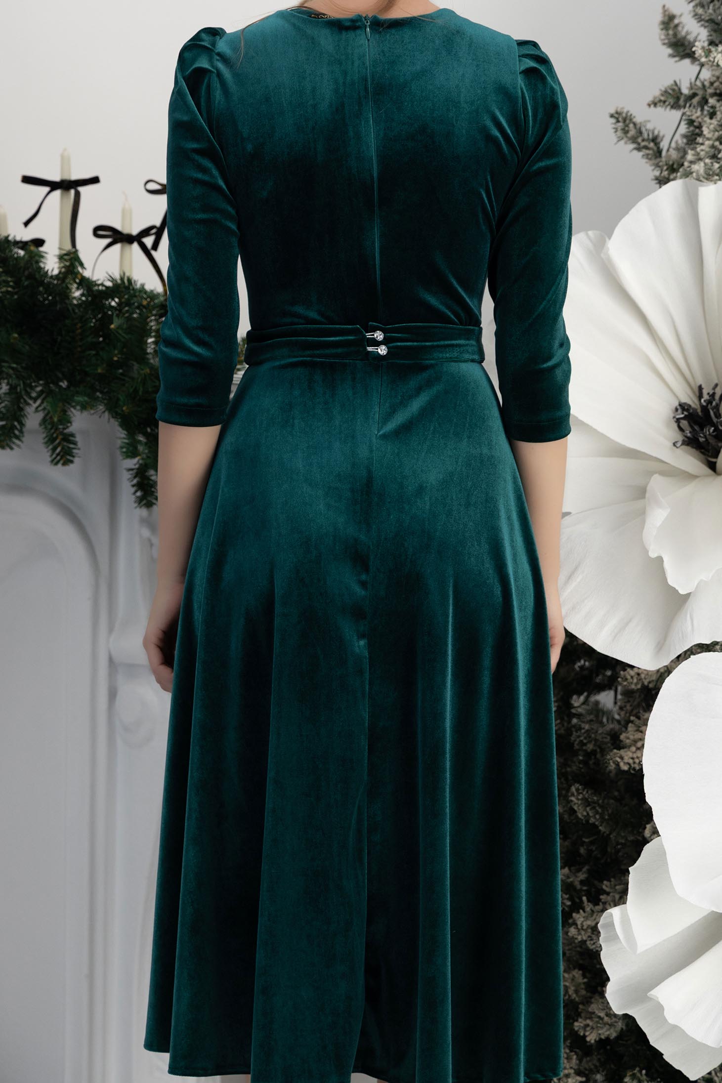 Sötétzöld bársony harang ruha 6 - StarShinerS.hu