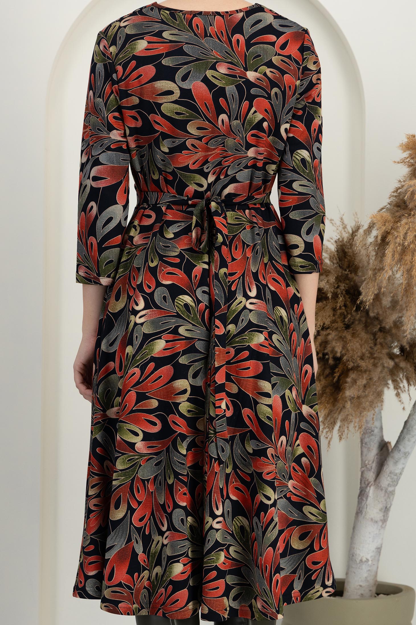 Rochie din modal in clos cu decolteu in v si maneci trei-sferturi 6 - StarShinerS.ro