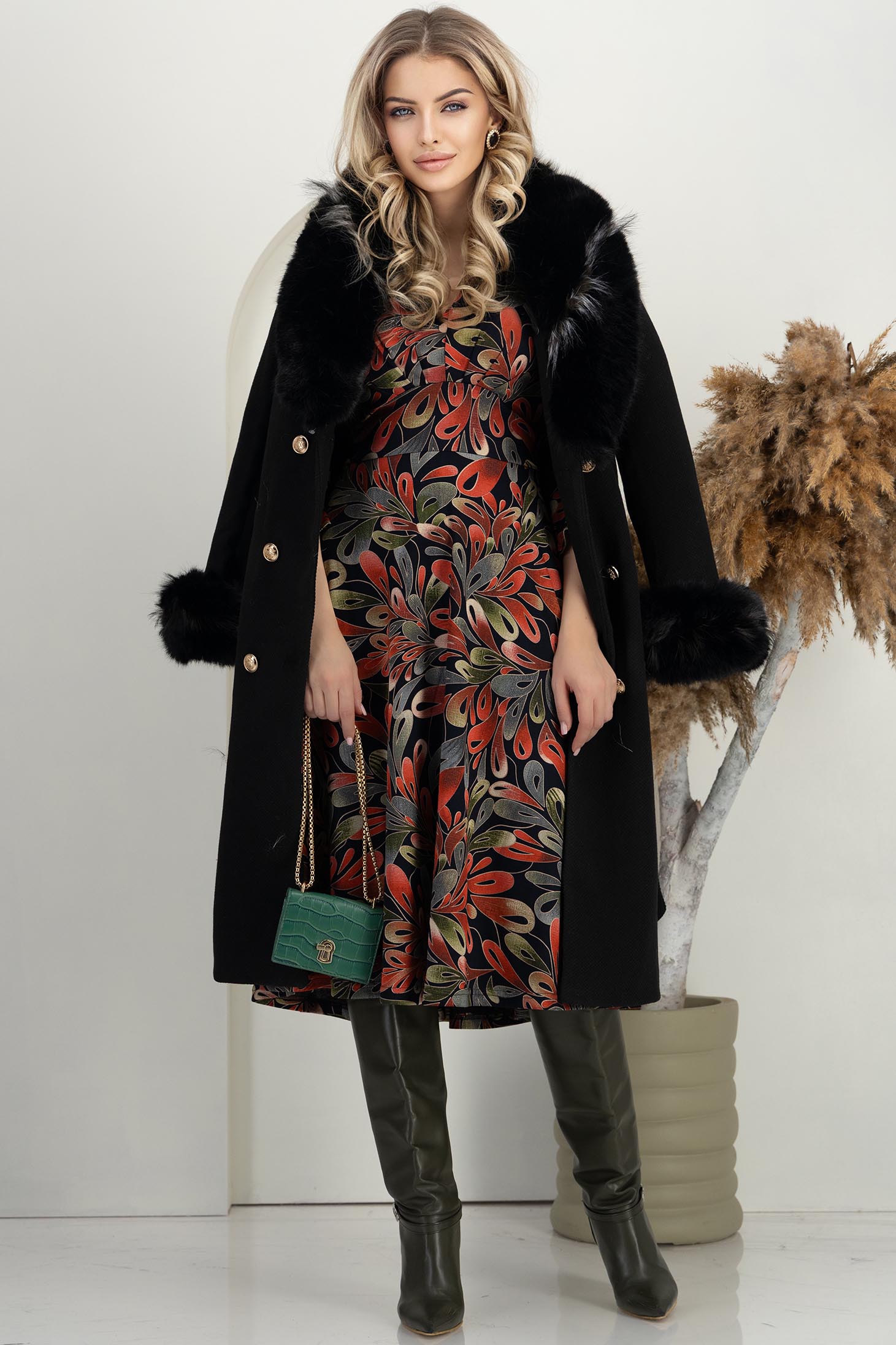 Rochie din modal in clos cu decolteu in v si maneci trei-sferturi 3 - StarShinerS.ro