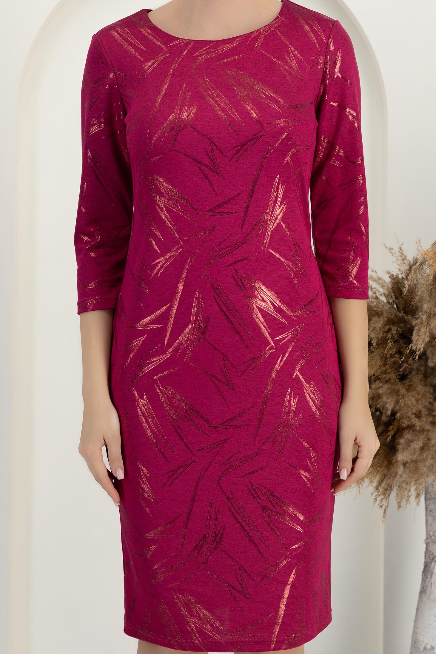 StarShinerS roza haljina ravno midi 5 - StarShinerS.hr