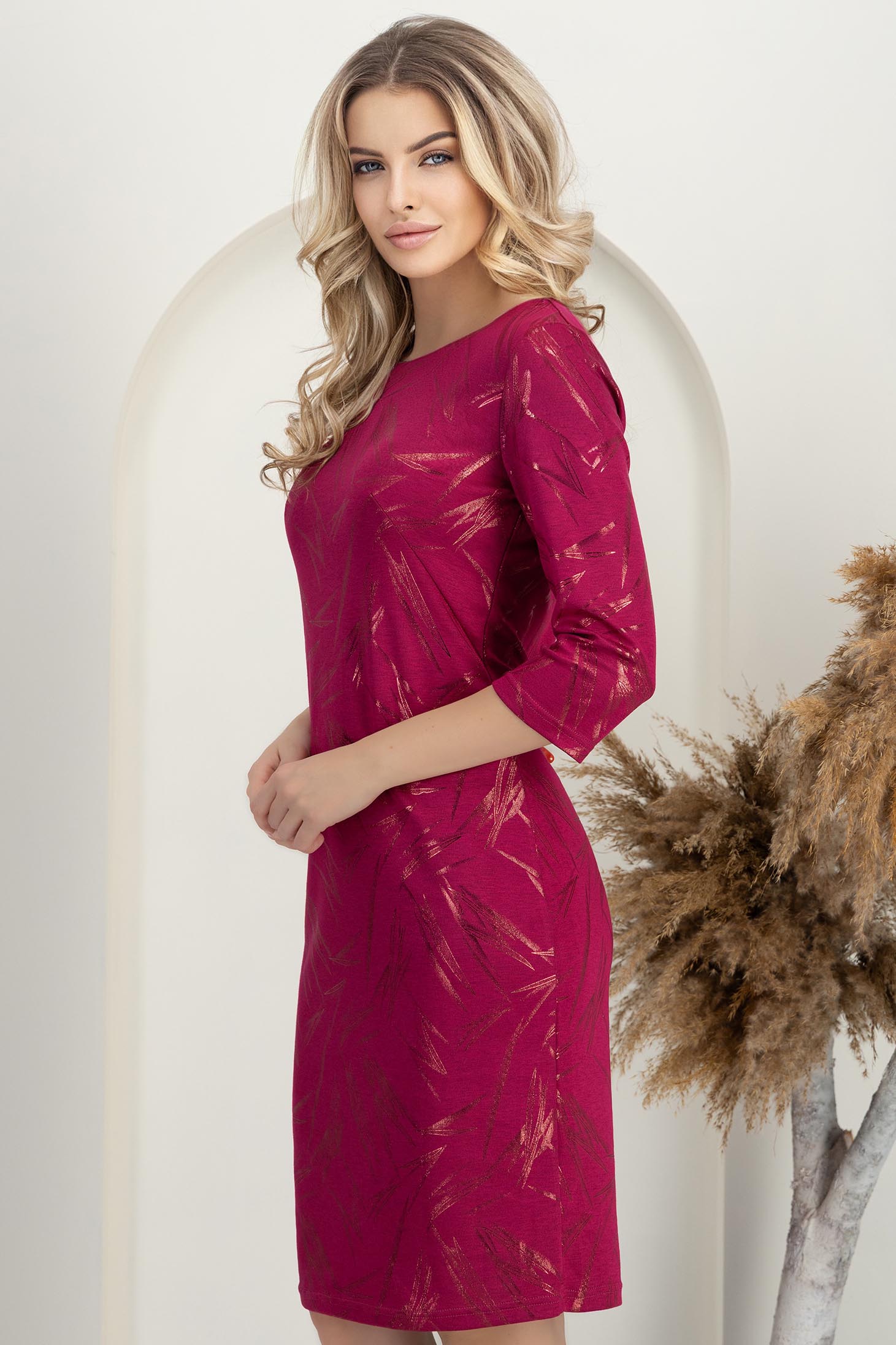 StarShinerS roza haljina ravno midi 2 - StarShinerS.hr