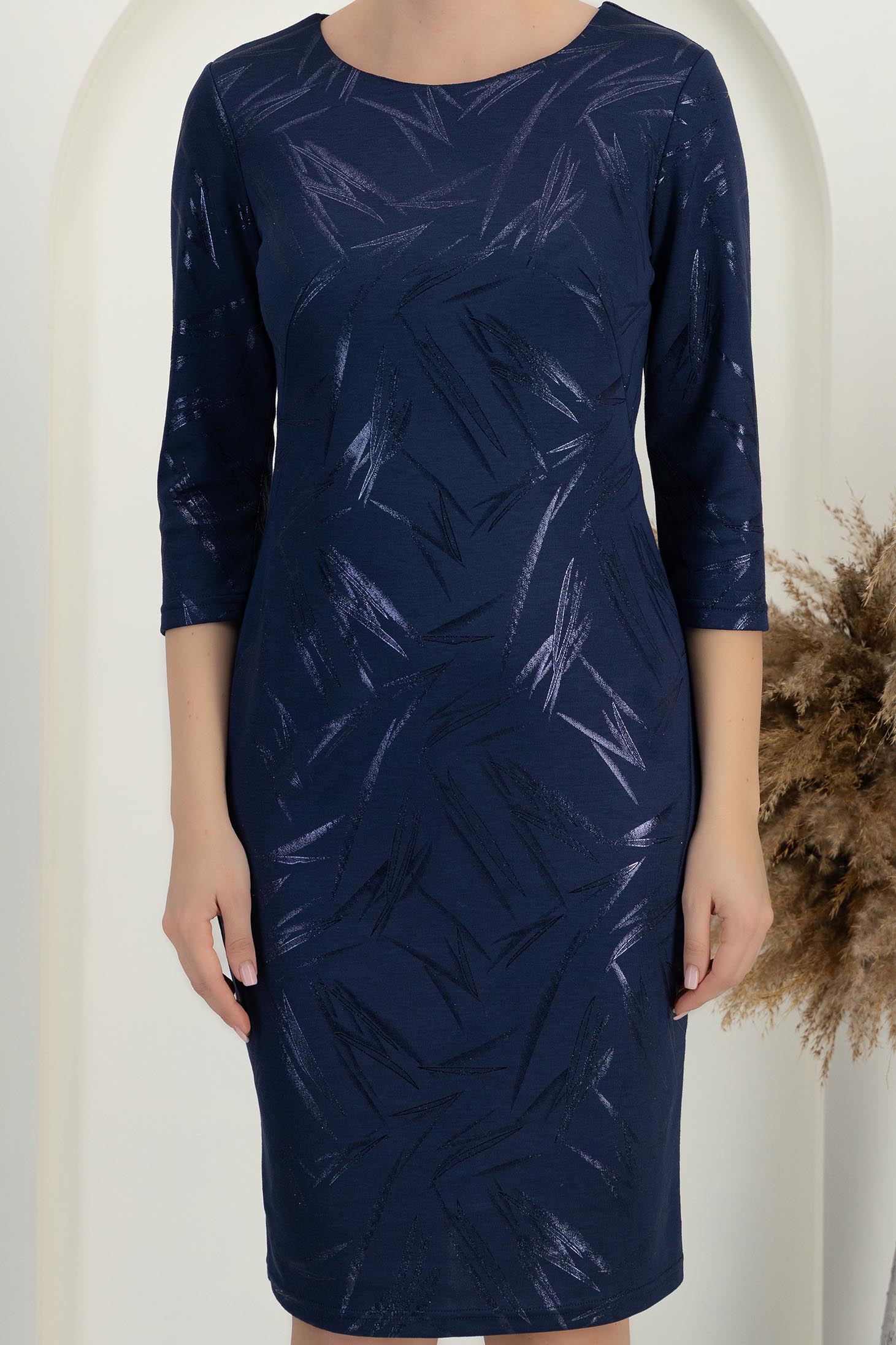 StarShinerS námořnická modrá šaty rovná přes koleno 5 - StarShinerS.cz