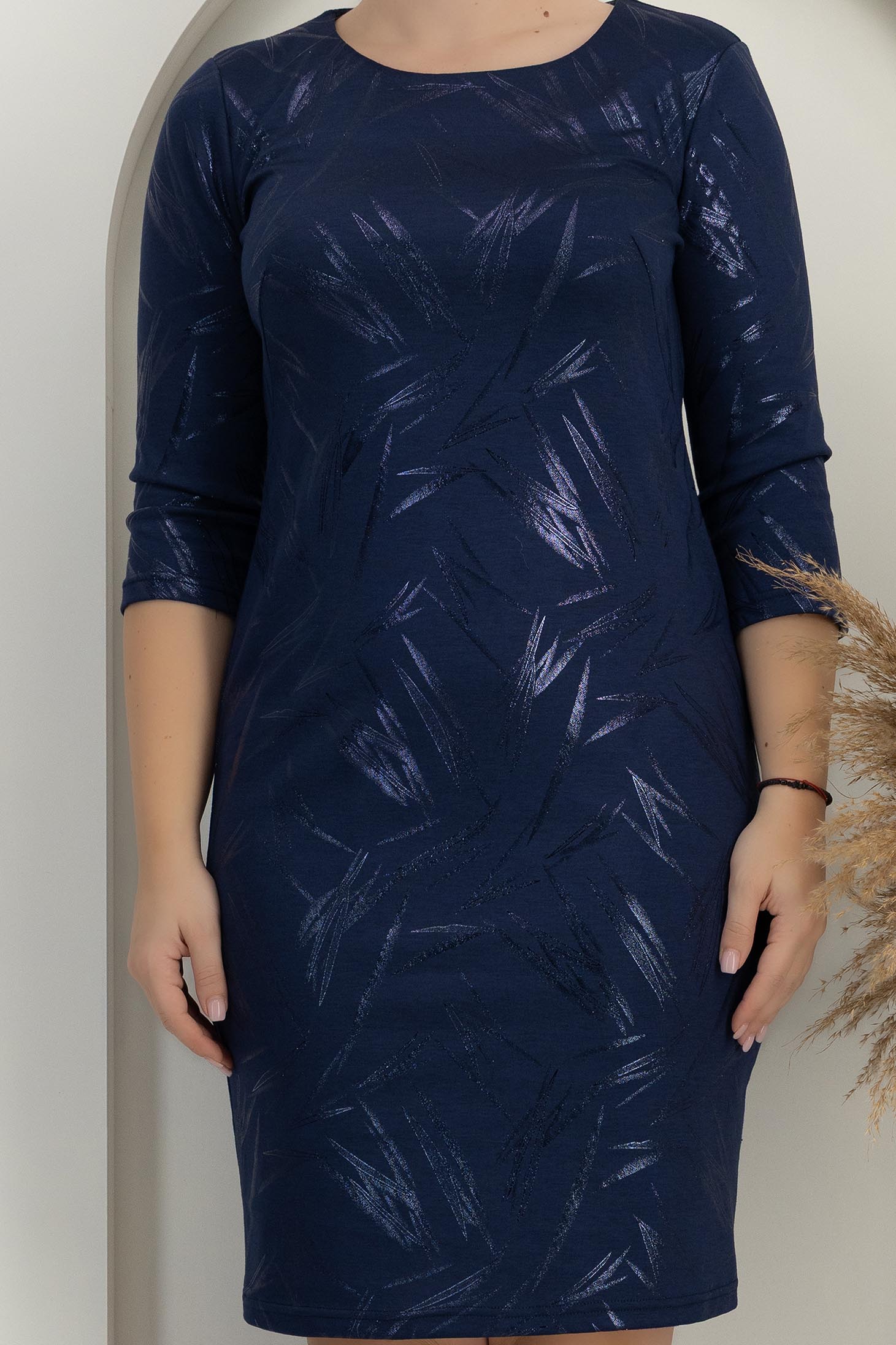 Sötétkék egyenes midi ruha - StarShinerS 5 - StarShinerS.hu