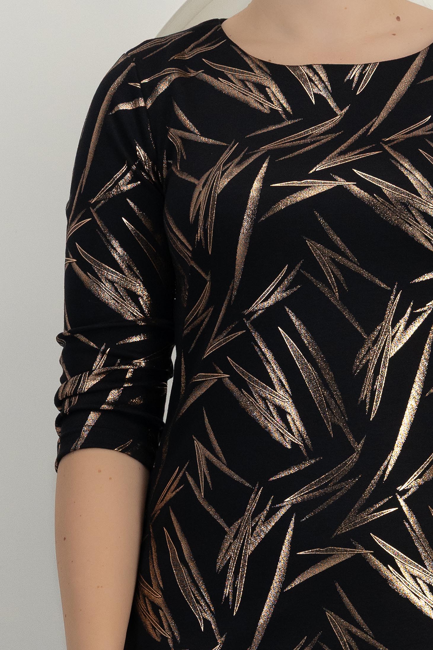 Fekete egyenes midi ruha - StarShinerS 4 - StarShinerS.hu