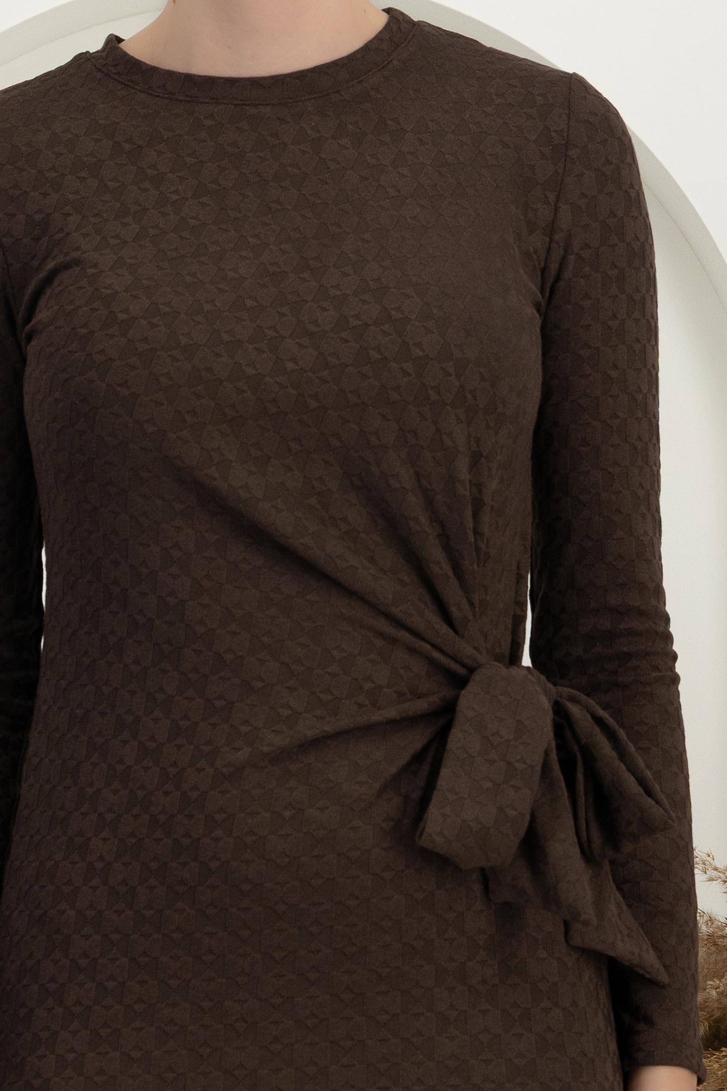 StarShinerS hnědá šaty přes koleno typ tužky pletení 4 - StarShinerS.cz