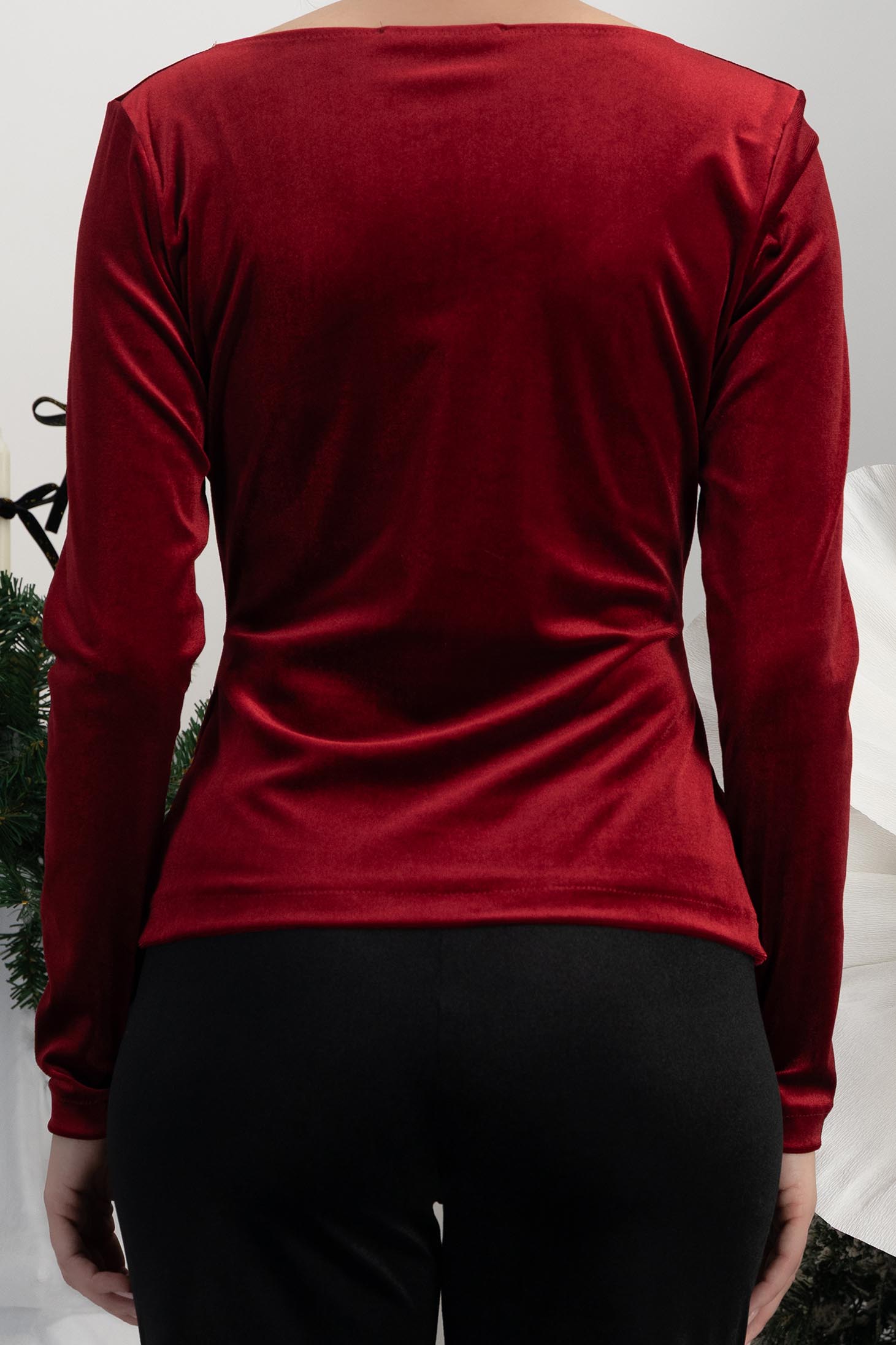 Burgundy - StarShinerS bársony női blúz szűk szabású 6 - StarShinerS.hu