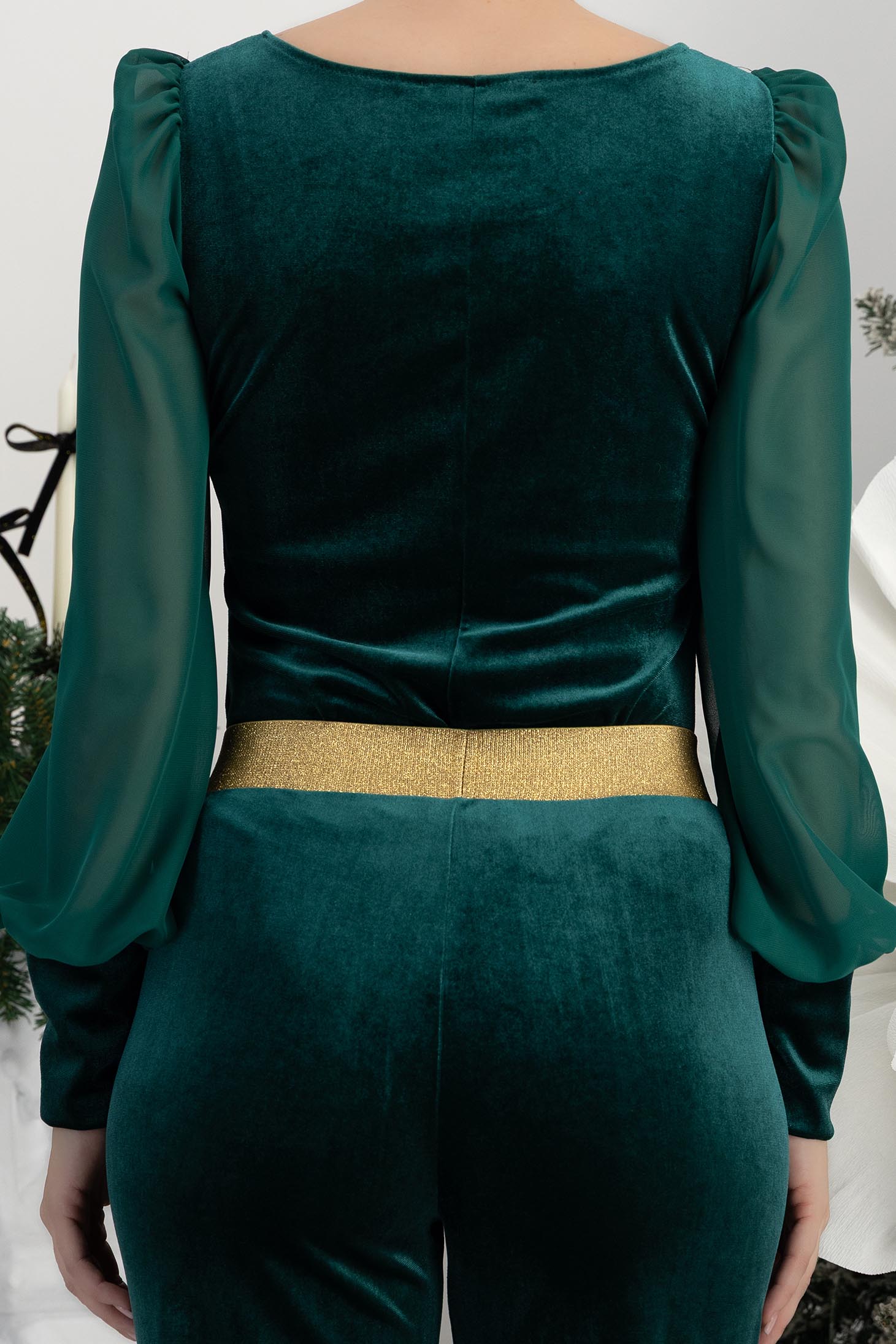 StarShinerS baršun tamno zelena bluza za žene 3 - StarShinerS.hr