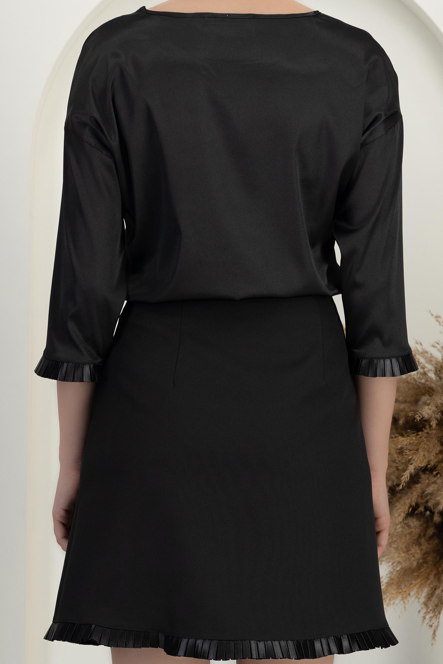 Fekete szatén bő szabású női blúz - StarShinerS 6 - StarShinerS.hu