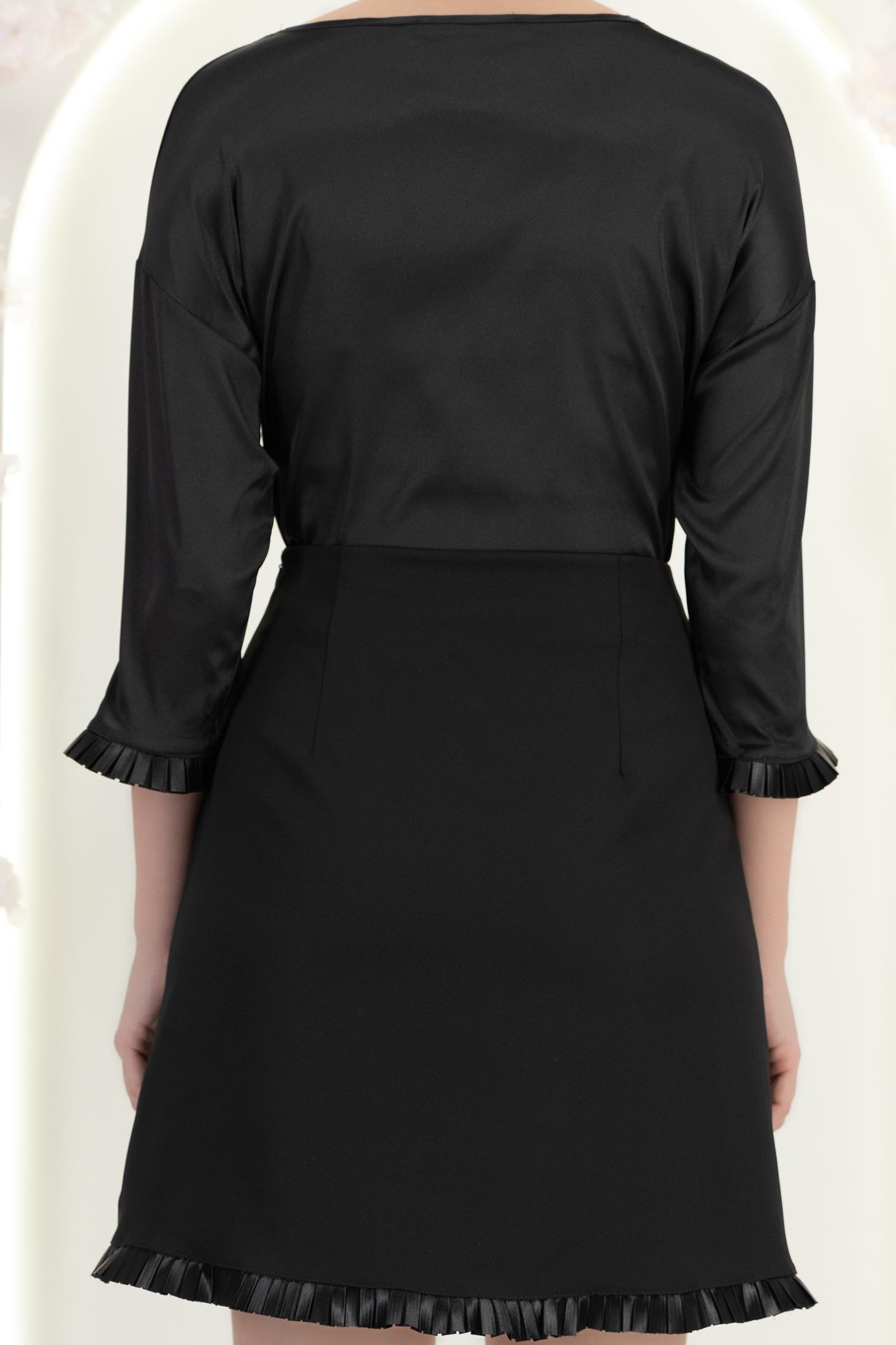 Fekete szatén bő szabású női blúz - StarShinerS 5 - StarShinerS.hu