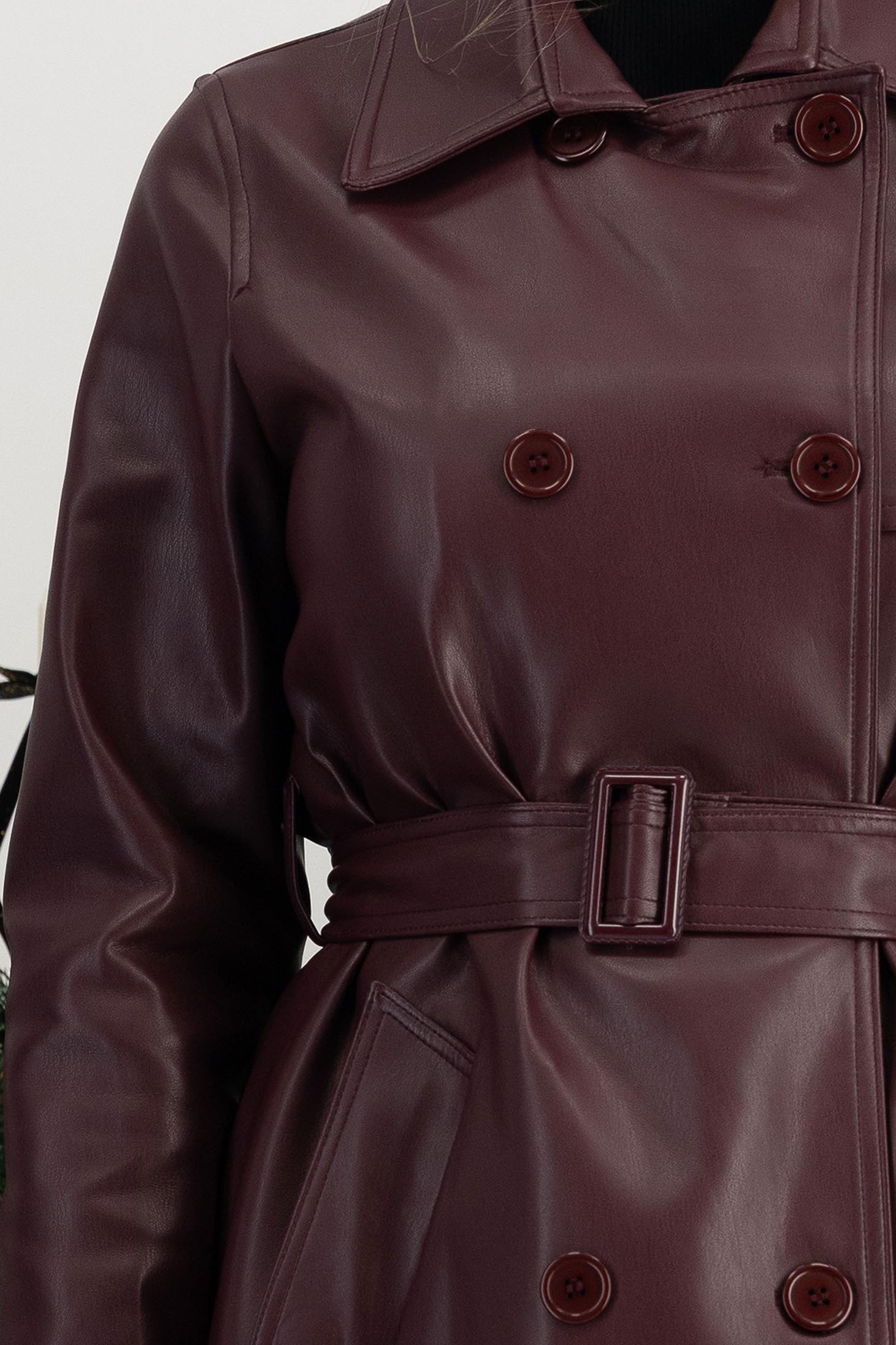 Třešňová trenčkoty dámské vyrobeno z ekokůže rovná 5 - StarShinerS.cz