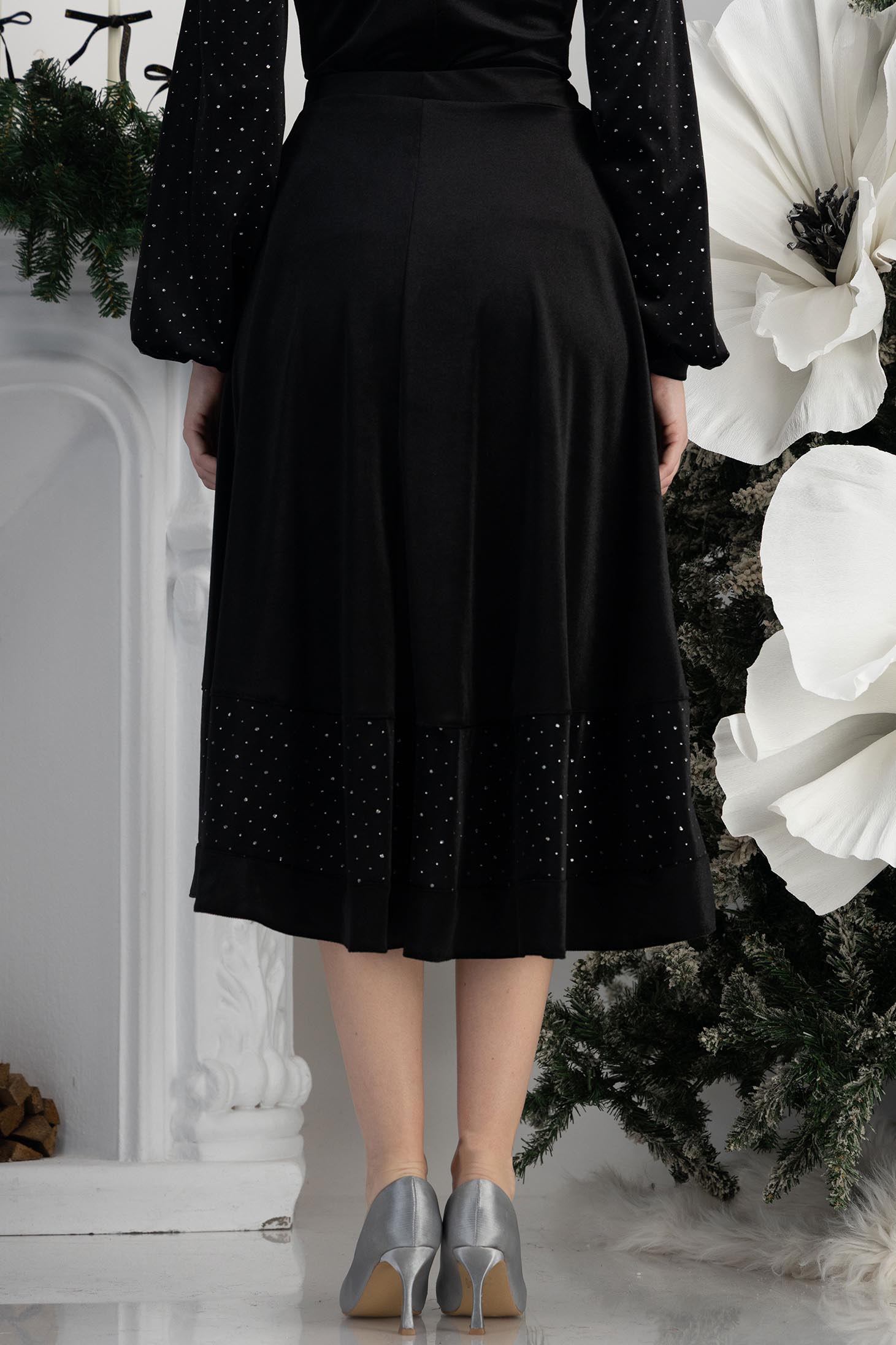 StarShinerS crno suknja cloche midi baršun 5 - StarShinerS.hr