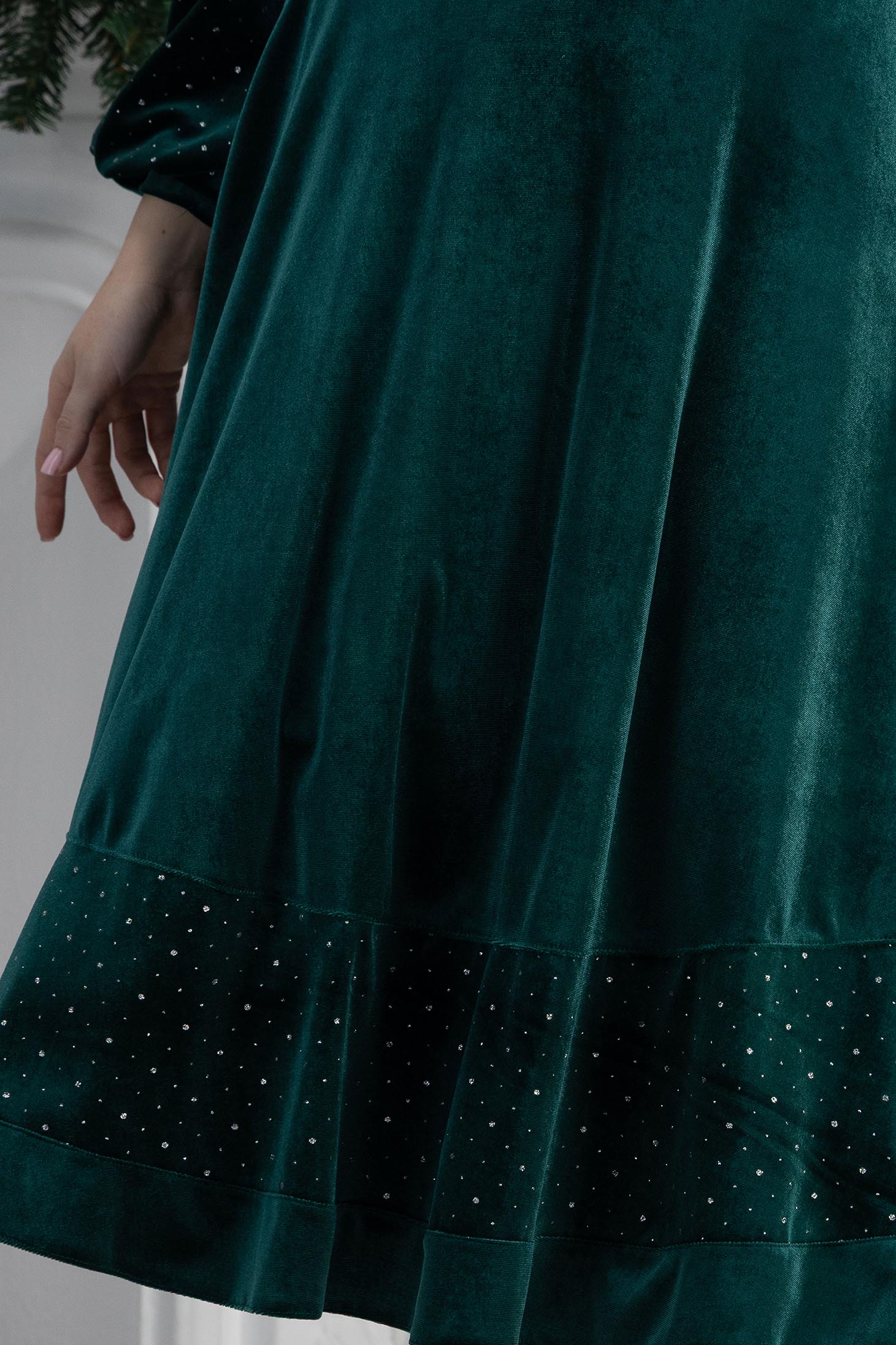 StarShinerS zelen suknja cloche midi baršun 6 - StarShinerS.hr