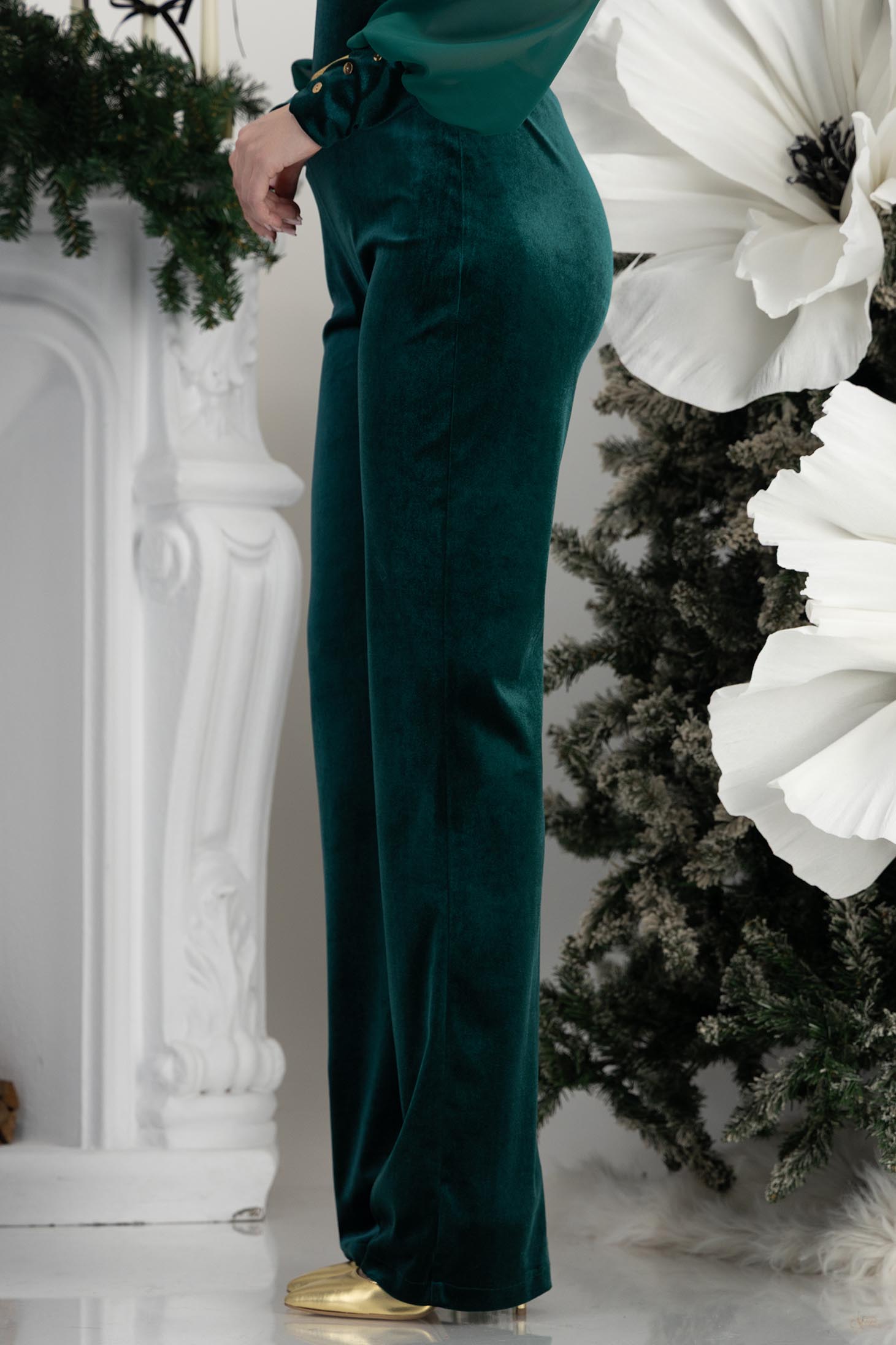 Sötétzöld bársony hosszú nadrág, bővülő 5 - StarShinerS.hu