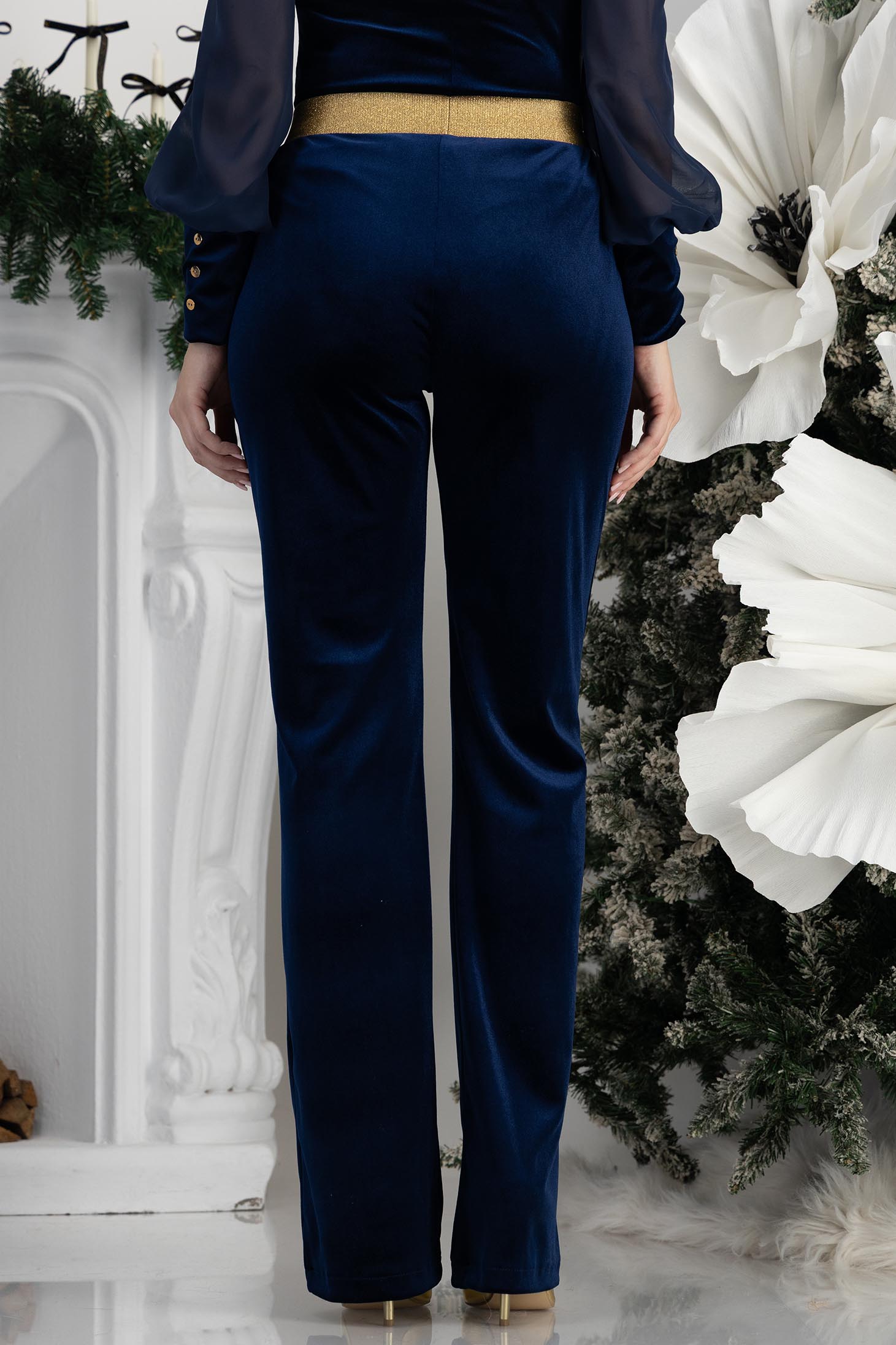 Sötétkék bársony hosszú nadrág bővülő 5 - StarShinerS.hu