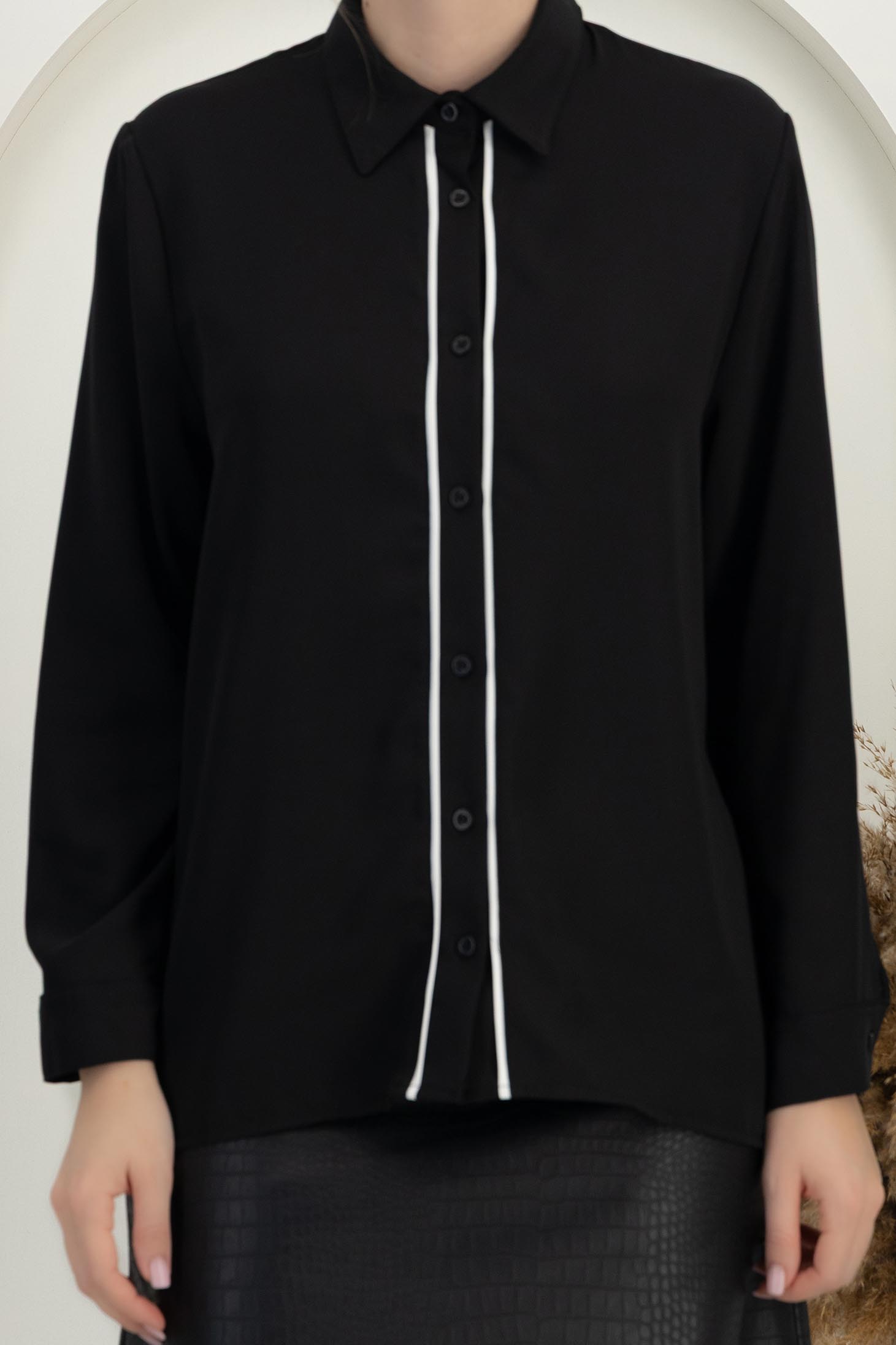 černá dámské košilové široké satén 5 - StarShinerS.cz