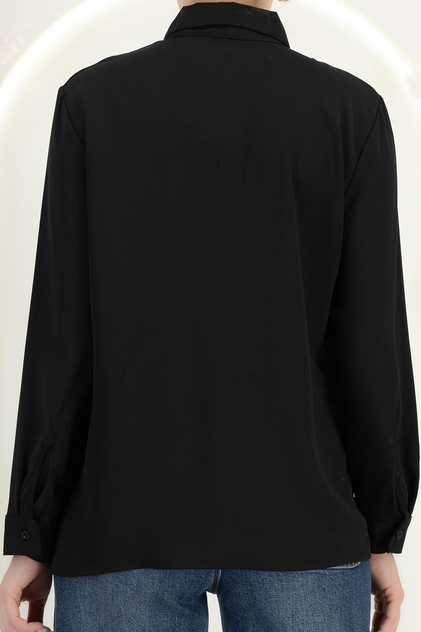 Camasa dama din satin neagra cu maneca lunga cu croi larg 6 - StarShinerS.ro