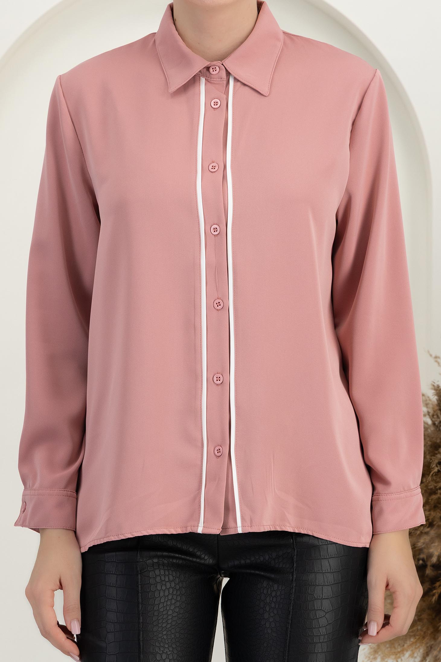 Růžová dámské košilové široké satén 5 - StarShinerS.cz