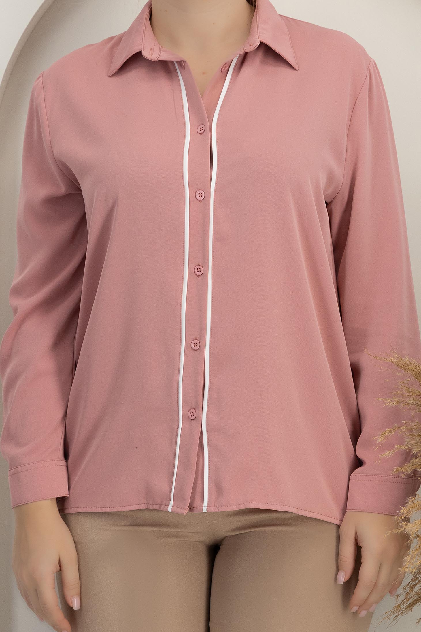 Roza košulja za žene dugi rukav saten 5 - StarShinerS.hr