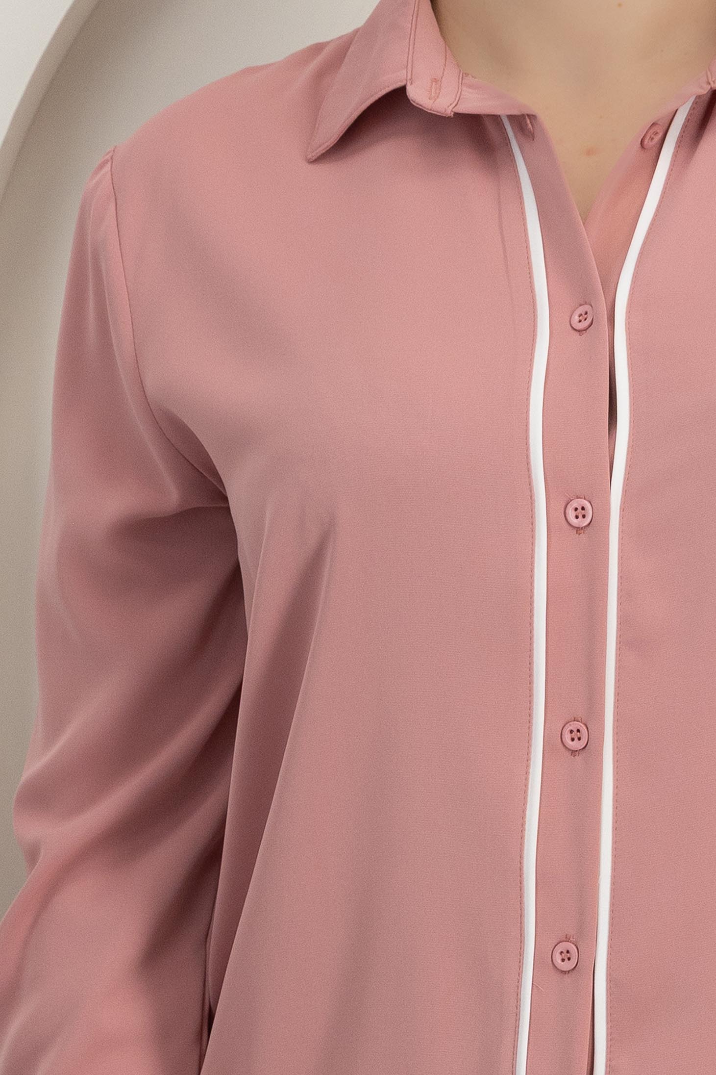 Roza košulja za žene dugi rukav saten 4 - StarShinerS.hr