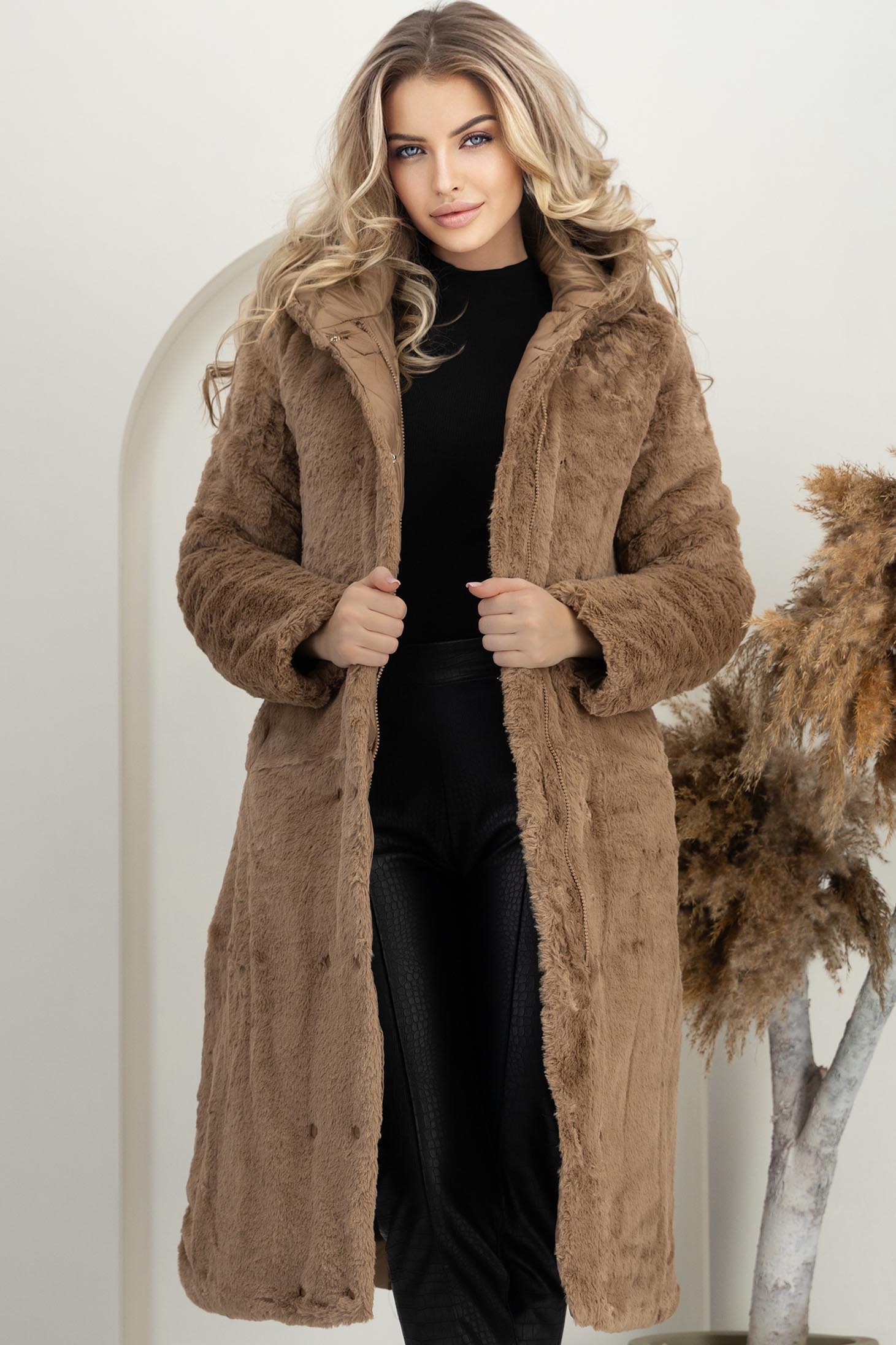 Barna egyenes szabású, kétoldalas dzseki 4 - StarShinerS.hu