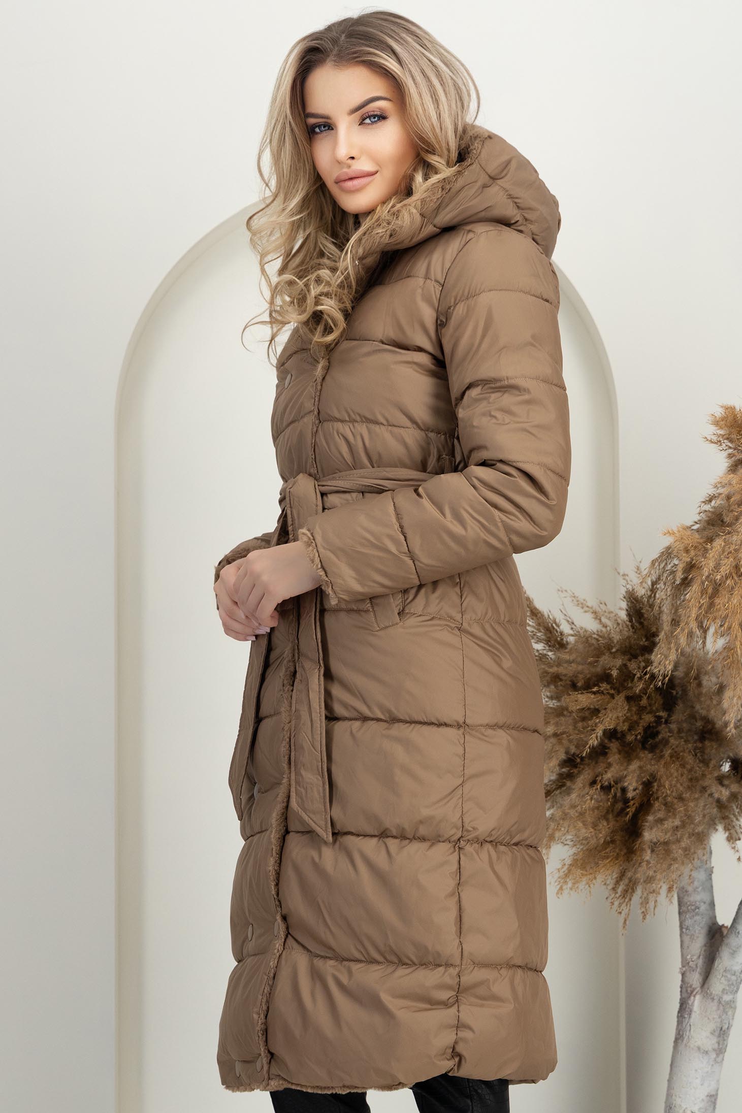 Barna egyenes szabású, kétoldalas dzseki 2 - StarShinerS.hu