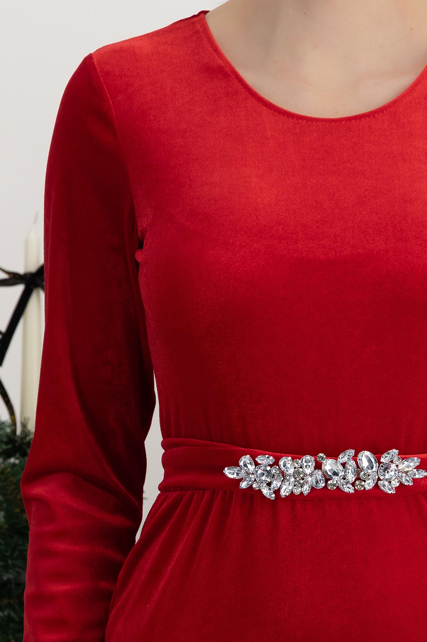 StarShinerS crven haljina ravno kratak baršun 4 - StarShinerS.hr